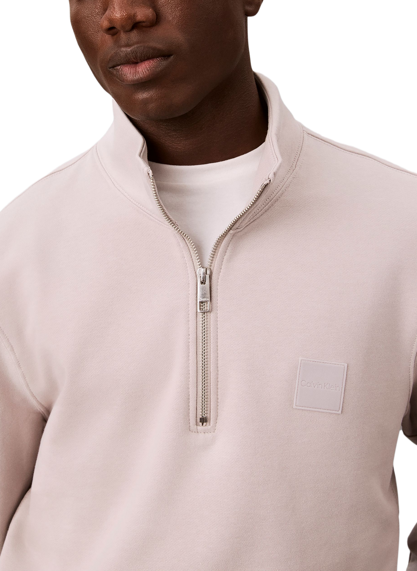 Sweat col zippé en coton mélangé CALVIN KLEIN Gris