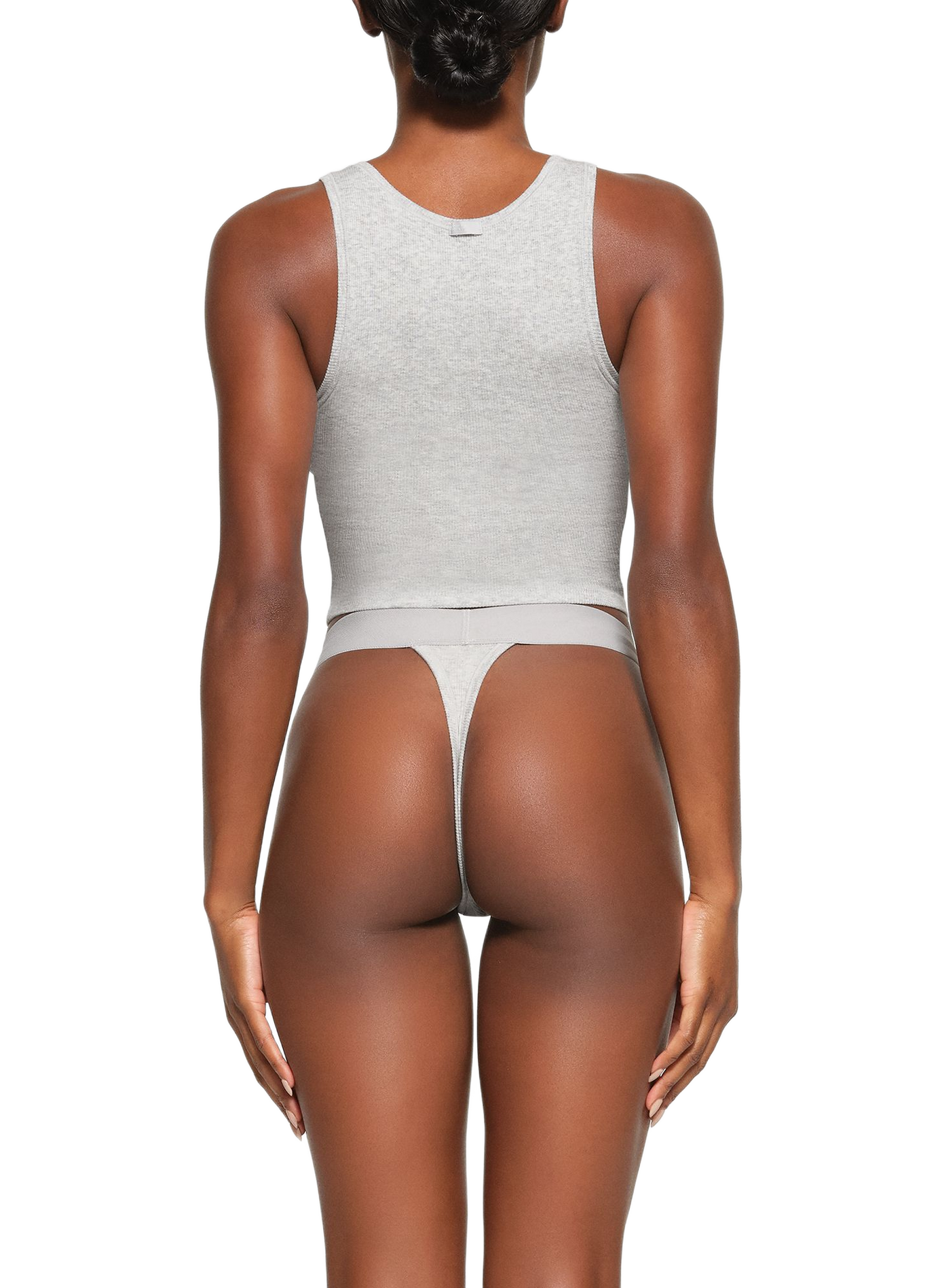 Ribbed cotton blend short. SKIMS Grey