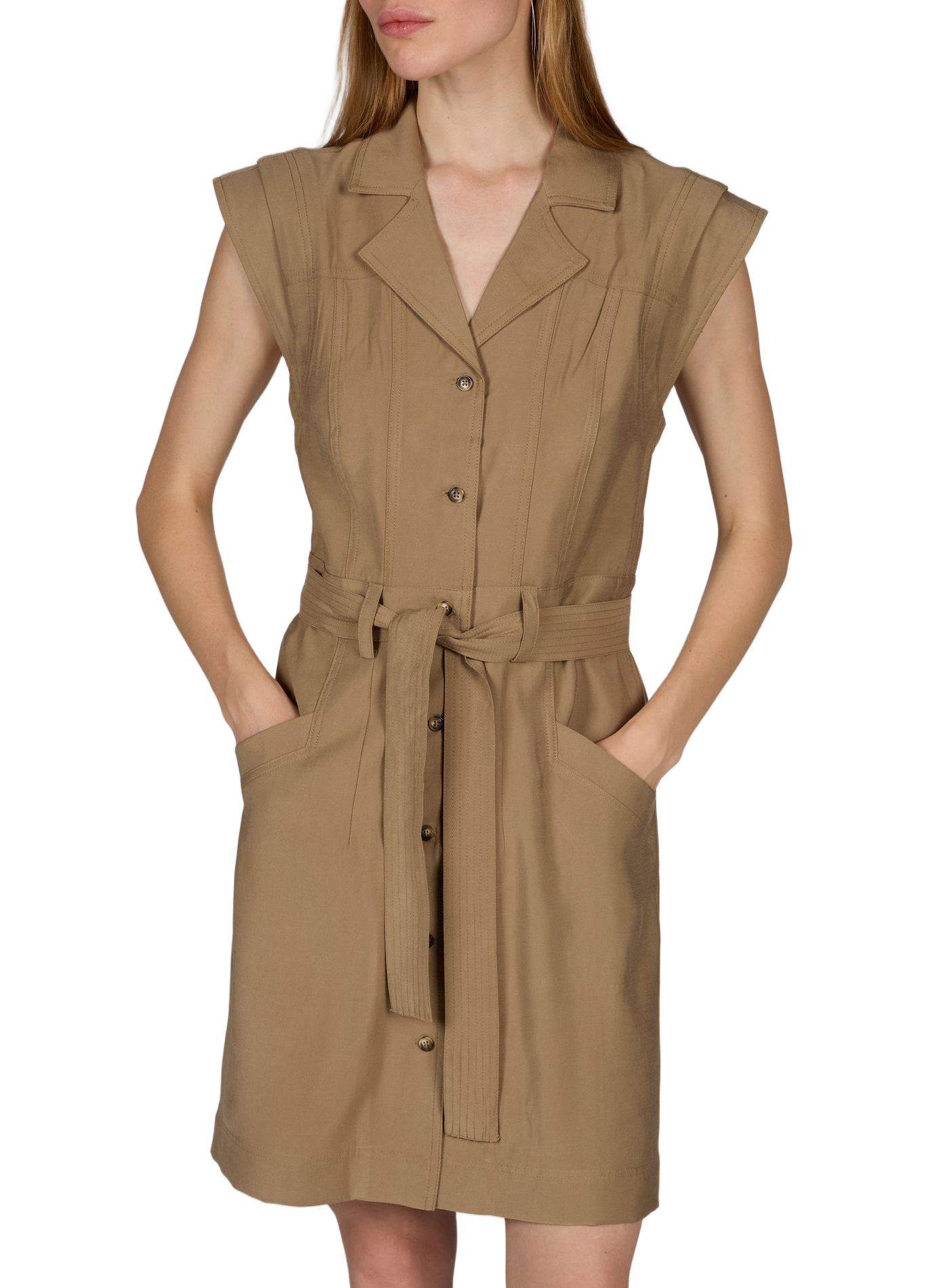 Kurzes Kleid mit Reverskragen ROUGE EDIT Beige