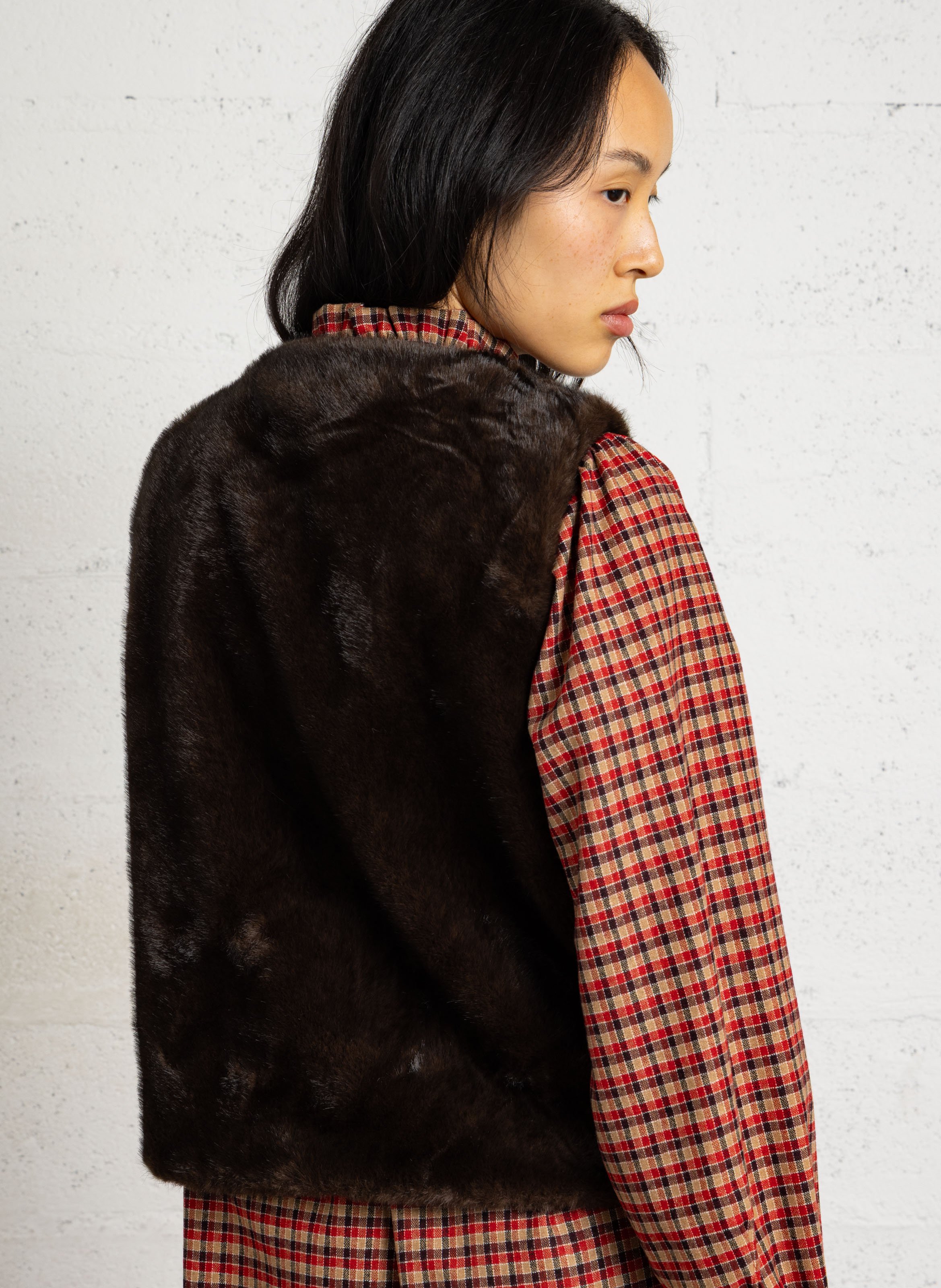 Veste sans manches droite effet fourrure brooklyn MAISON 123 Marron