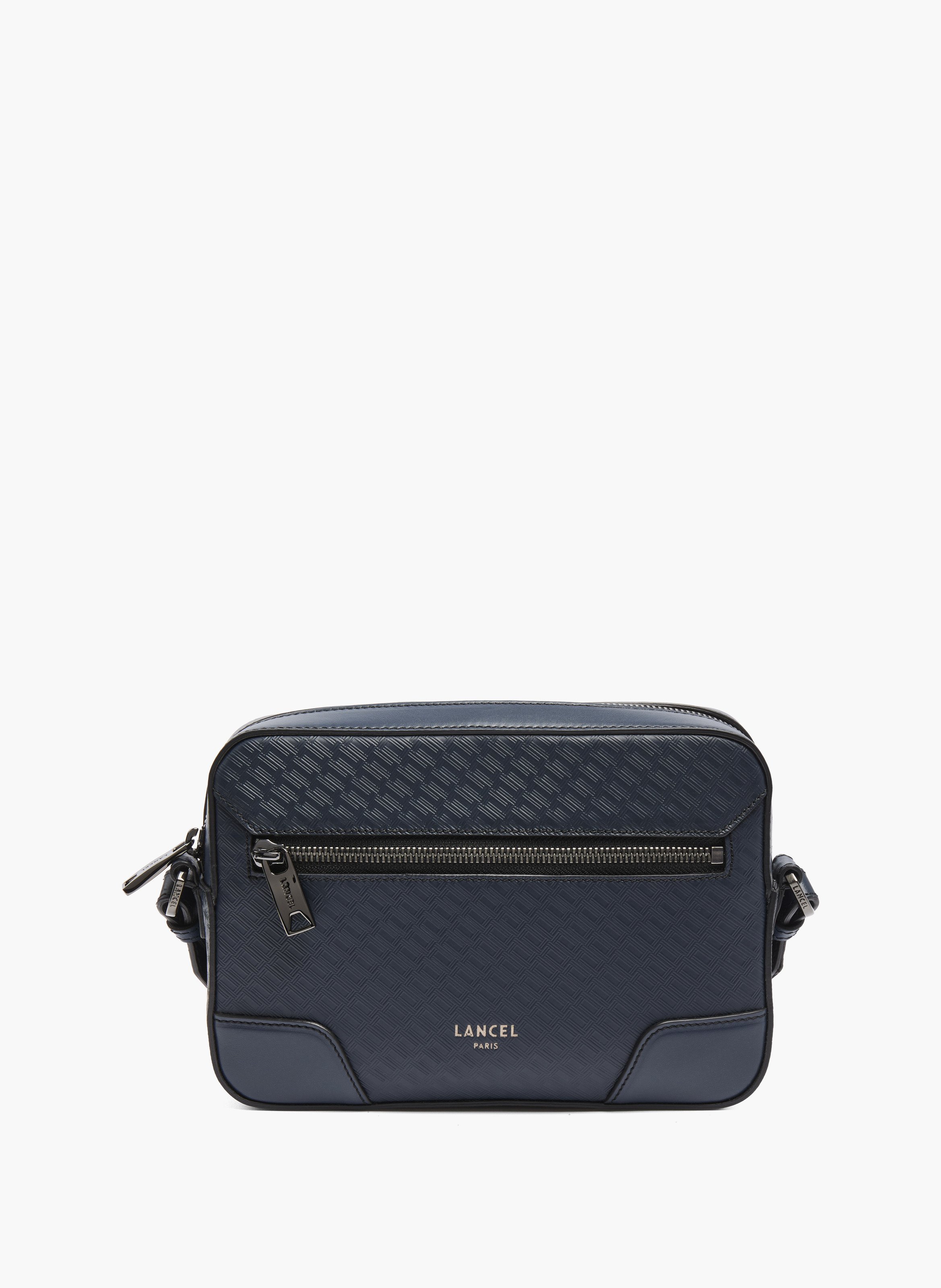 Sac camera charlie de lancel en animation monogramme micro logo : cuirs de vachette lisse & embosse LANCEL Bleu
