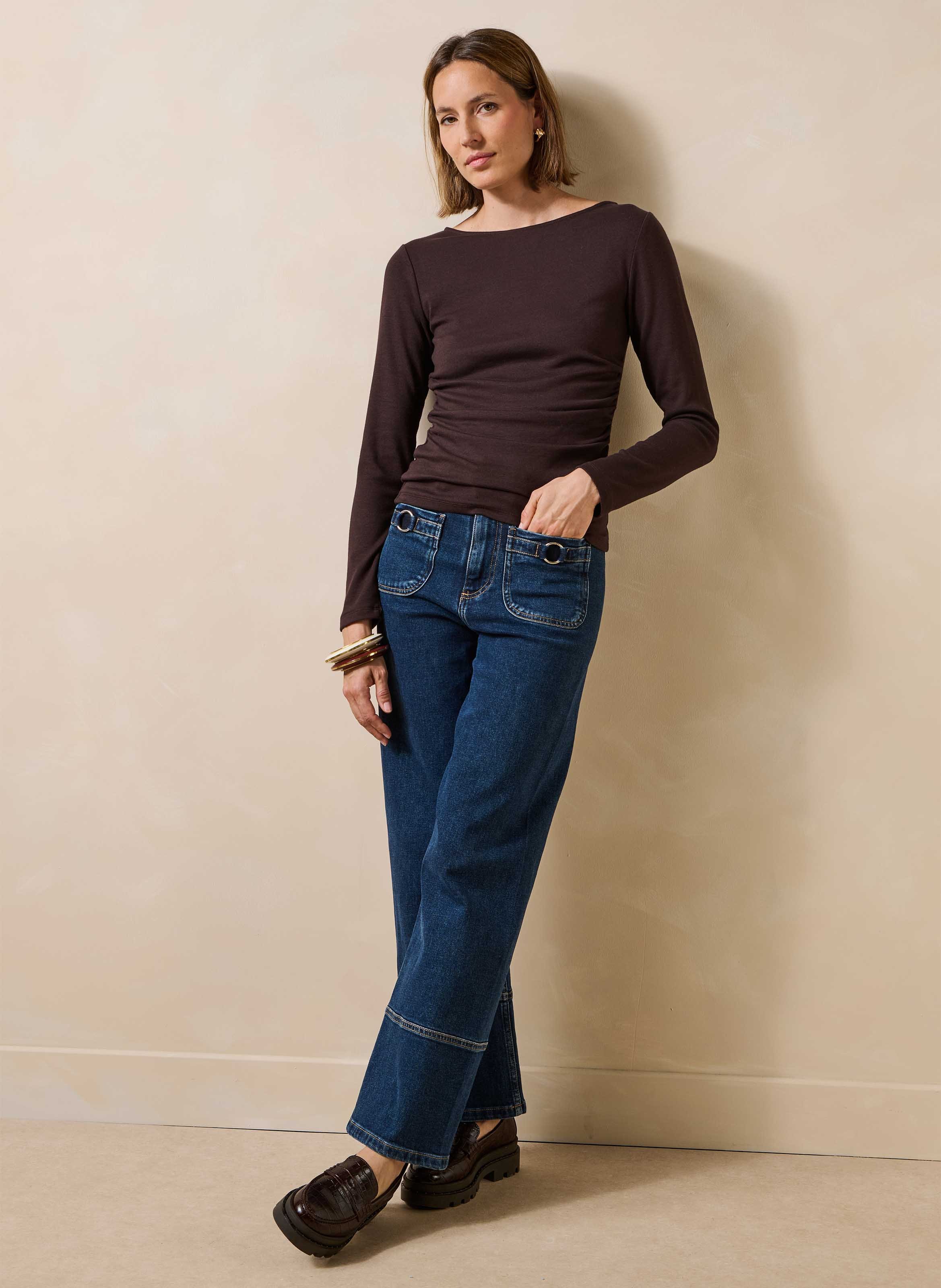 T-shirt met ronde hals LA FEE MARABOUTEE Bruin