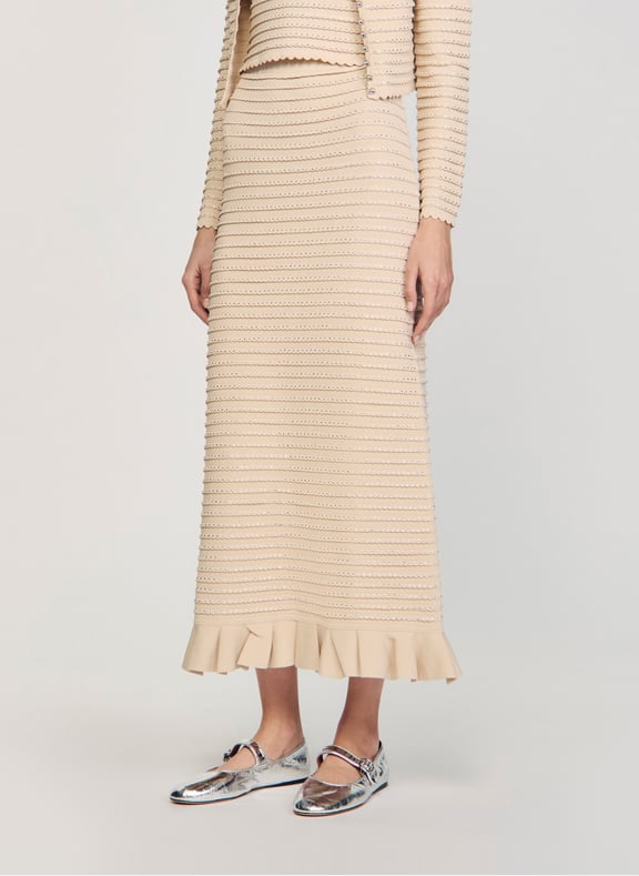 Jupe longue en maille Beige by SANDRO SANDRO Jupe longue en maille Beige