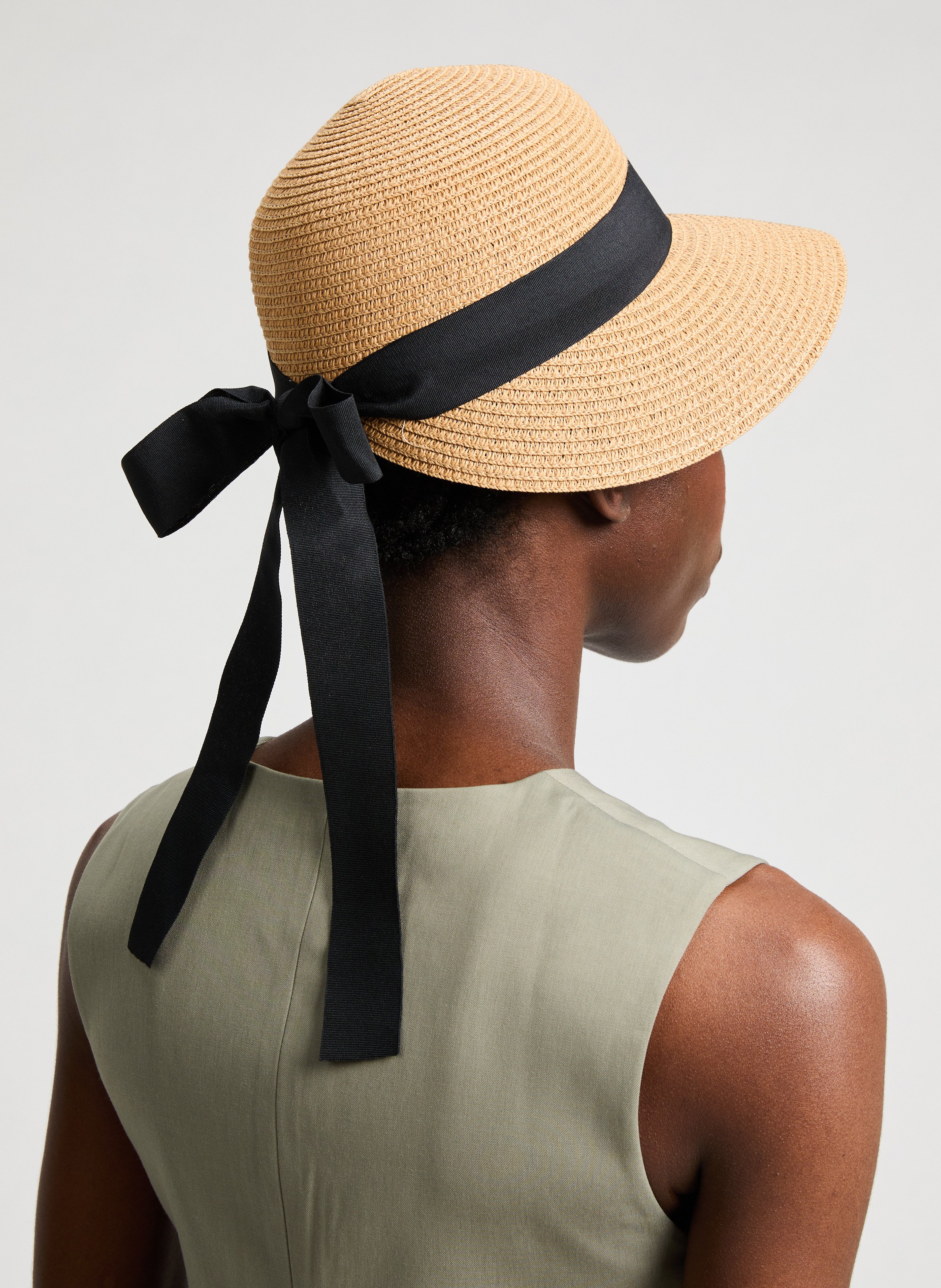 Chapeau en paille à neoud AU PRINTEMPS PARIS Beige