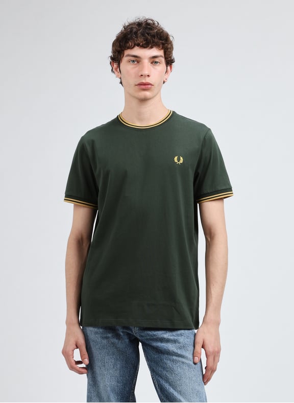 T-shirt à double liseré Vert by FRED PERRY FRED PERRY T-shirt à double liseré Vert