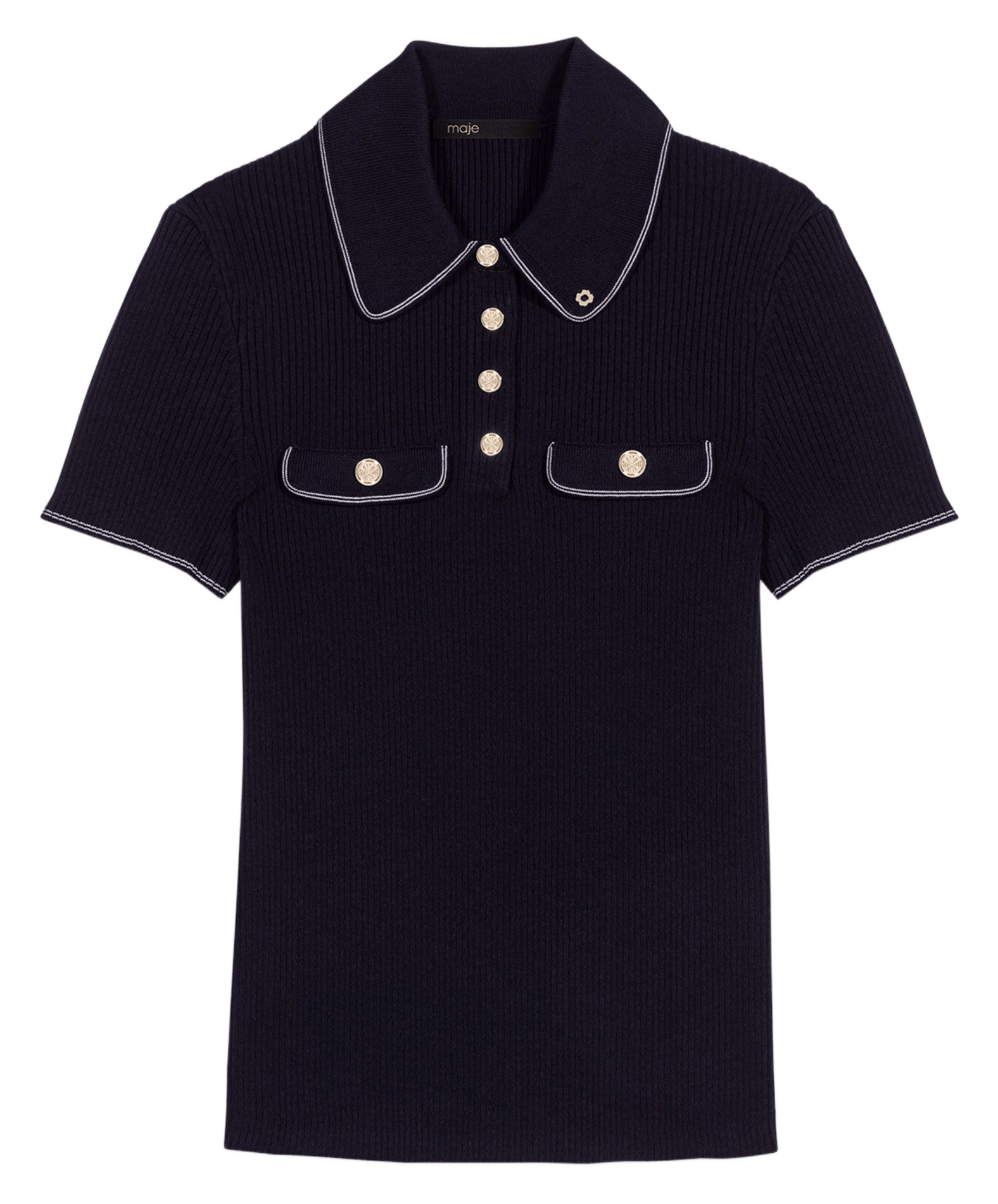 Pull col polo MAJE Bleu