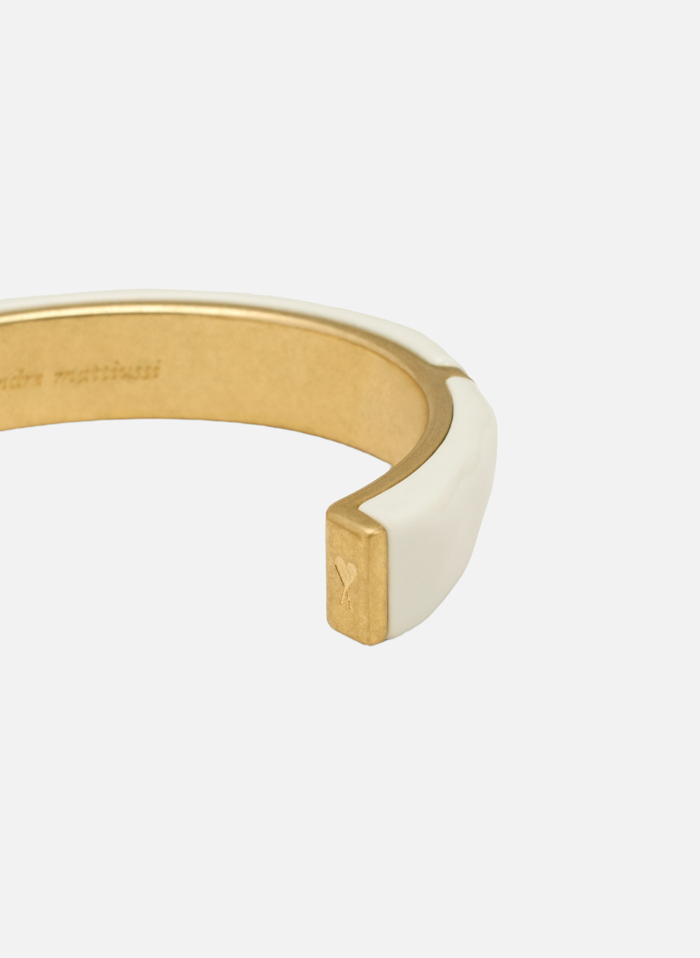 Bracelet emaillé laqué en laiton unisexe AMI PARIS Blanc