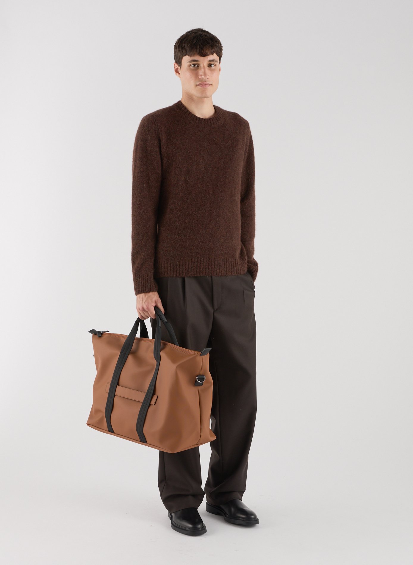 Round neck alpaca blend sweater SAISON 1865 Brown