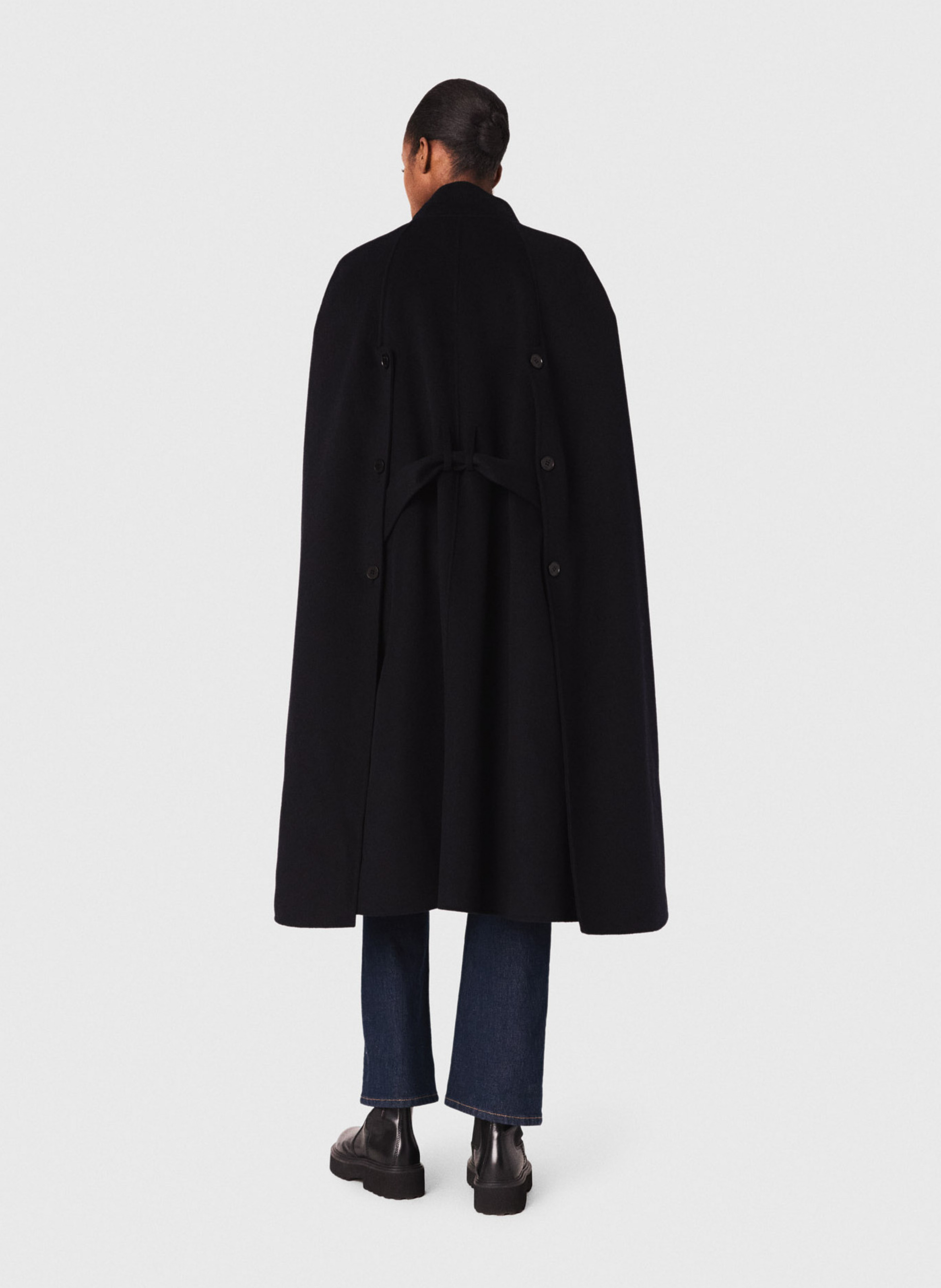 Cape col montant en laine MAJE Bleu