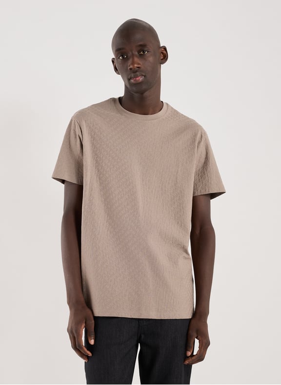 Jacquard straight t-shirt Brown by ARMANI EXCHANGE ARMANI EXCHANGE Jacquard straight t-shirt Brown