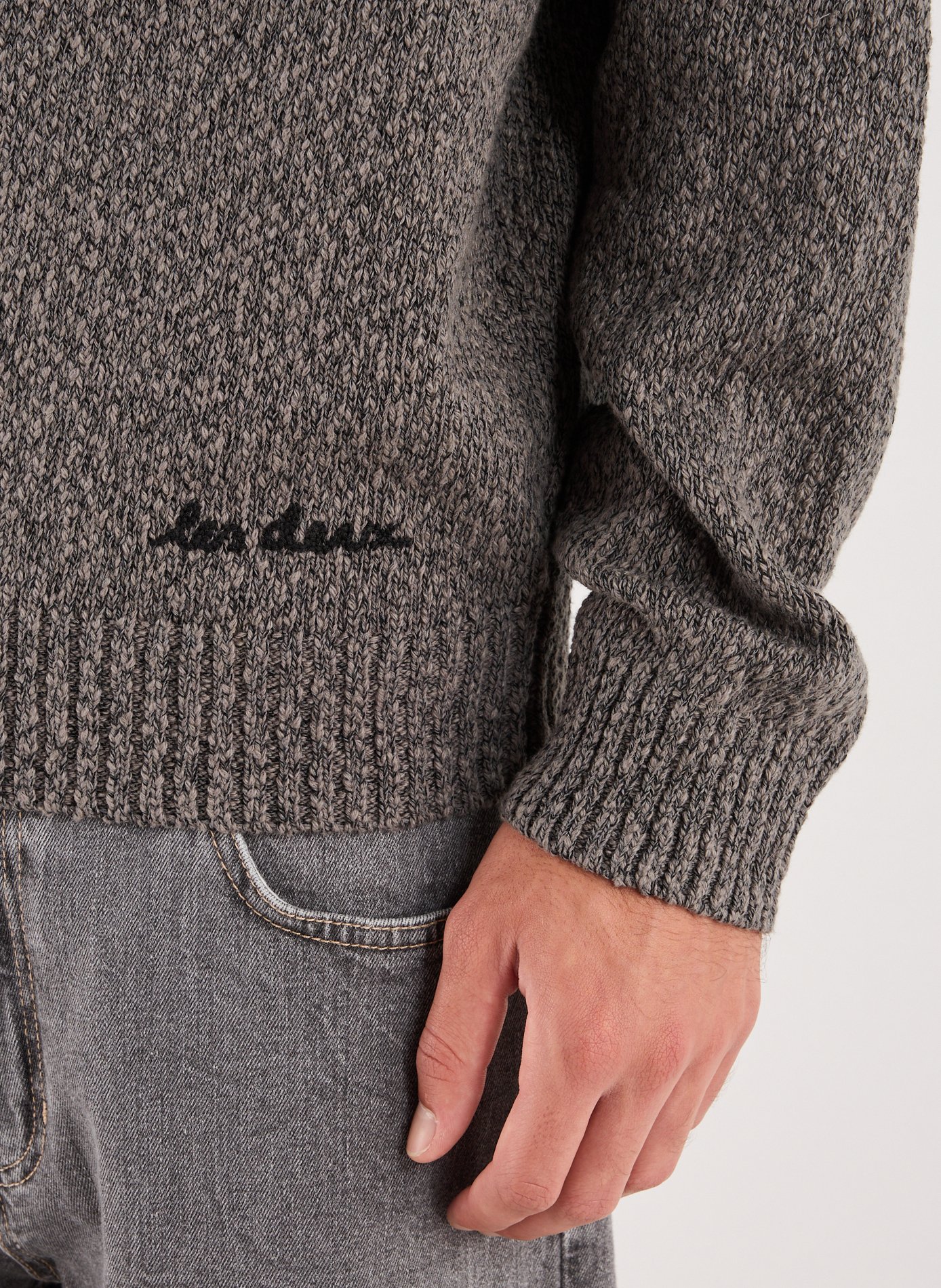 Pull polo en maille de coton LES DEUX Noir