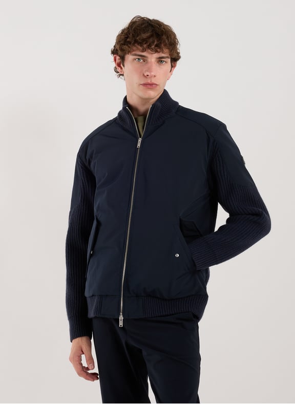 Blouson bi matière en laine Bleu by MOOSE KNUCKLES MOOSE KNUCKLES Blouson bi matière en laine Bleu