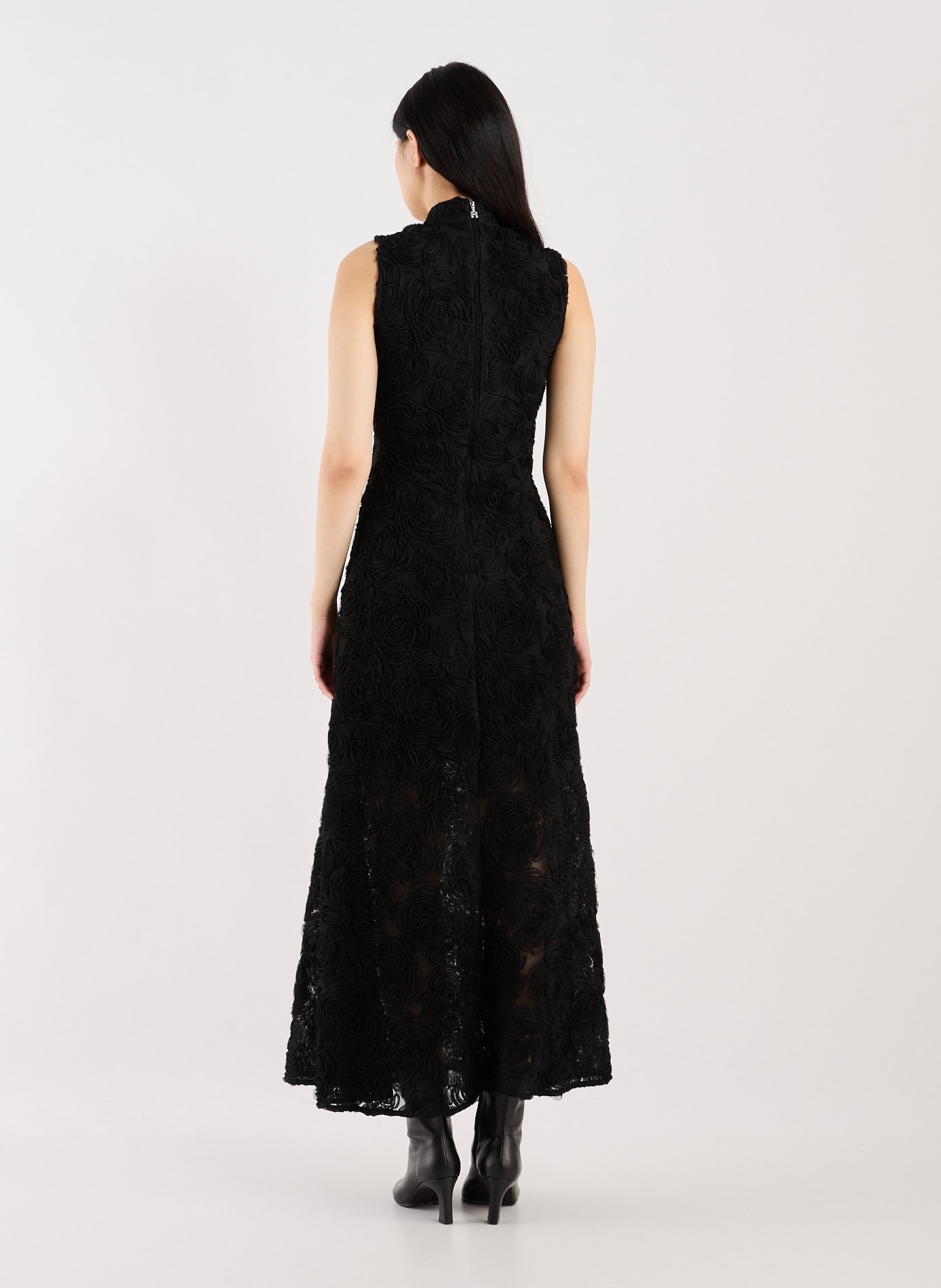 Robe longue fleurie ROTATE Noir