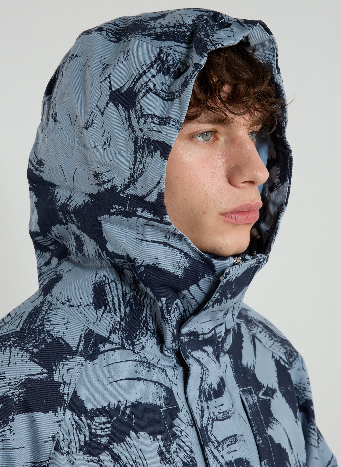 Oversized printed cotton jacket ARTE ANTWERP Blue