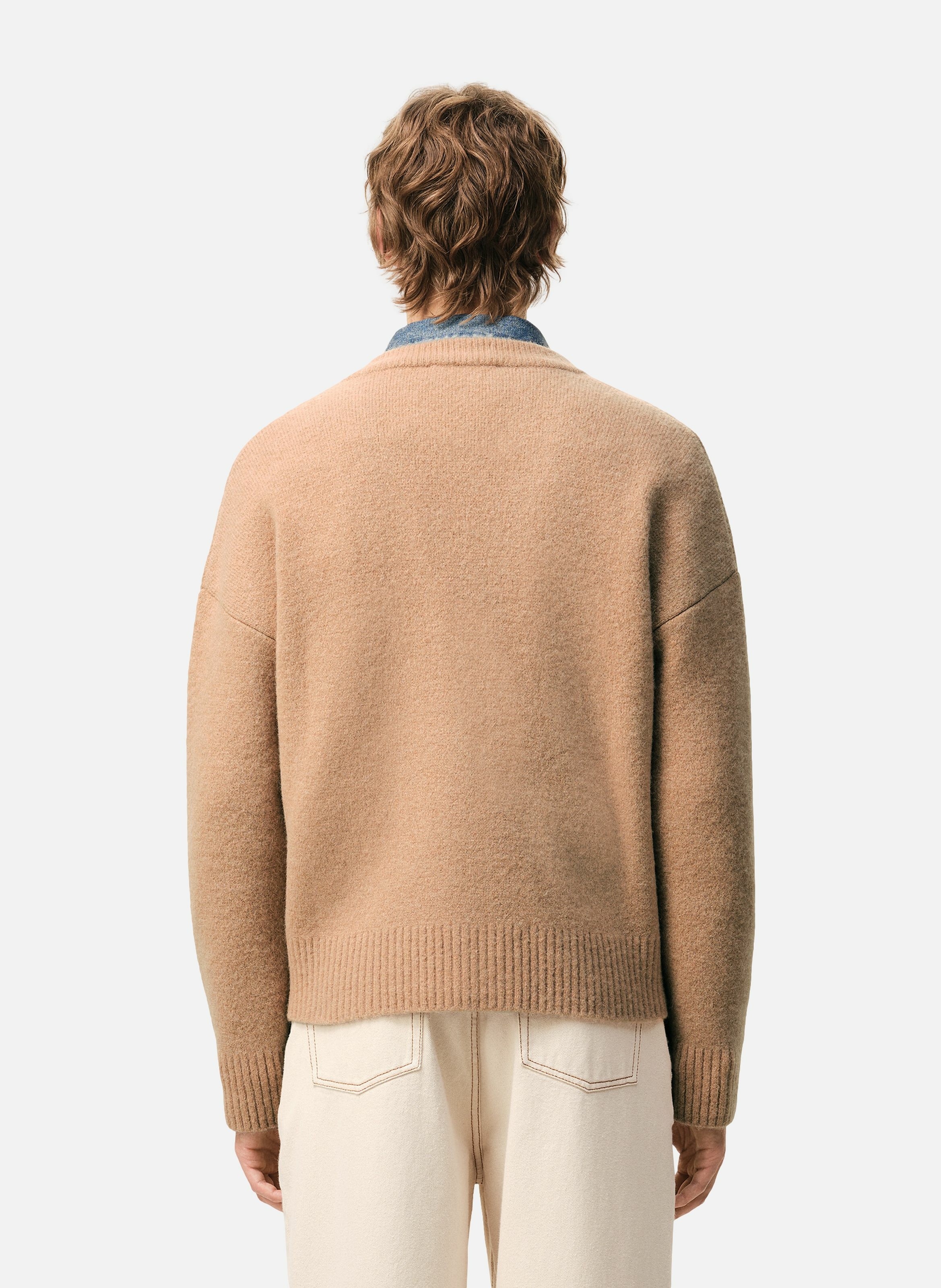 Cardigan ami de coeur en alpaga unisexe AMI PARIS Marron