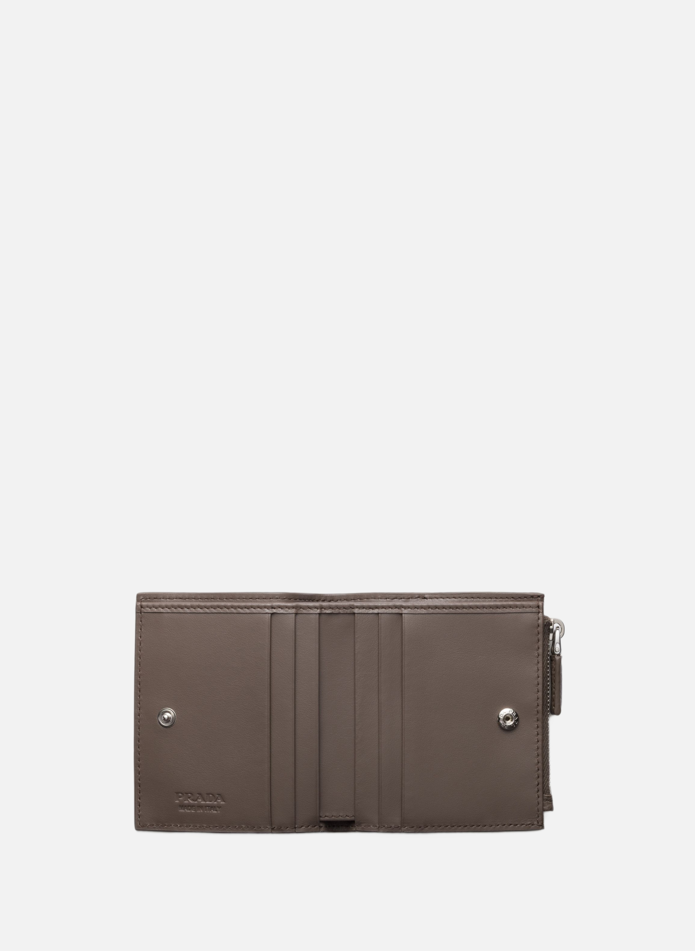 Petit portefeuille en cuir PRADA Gris