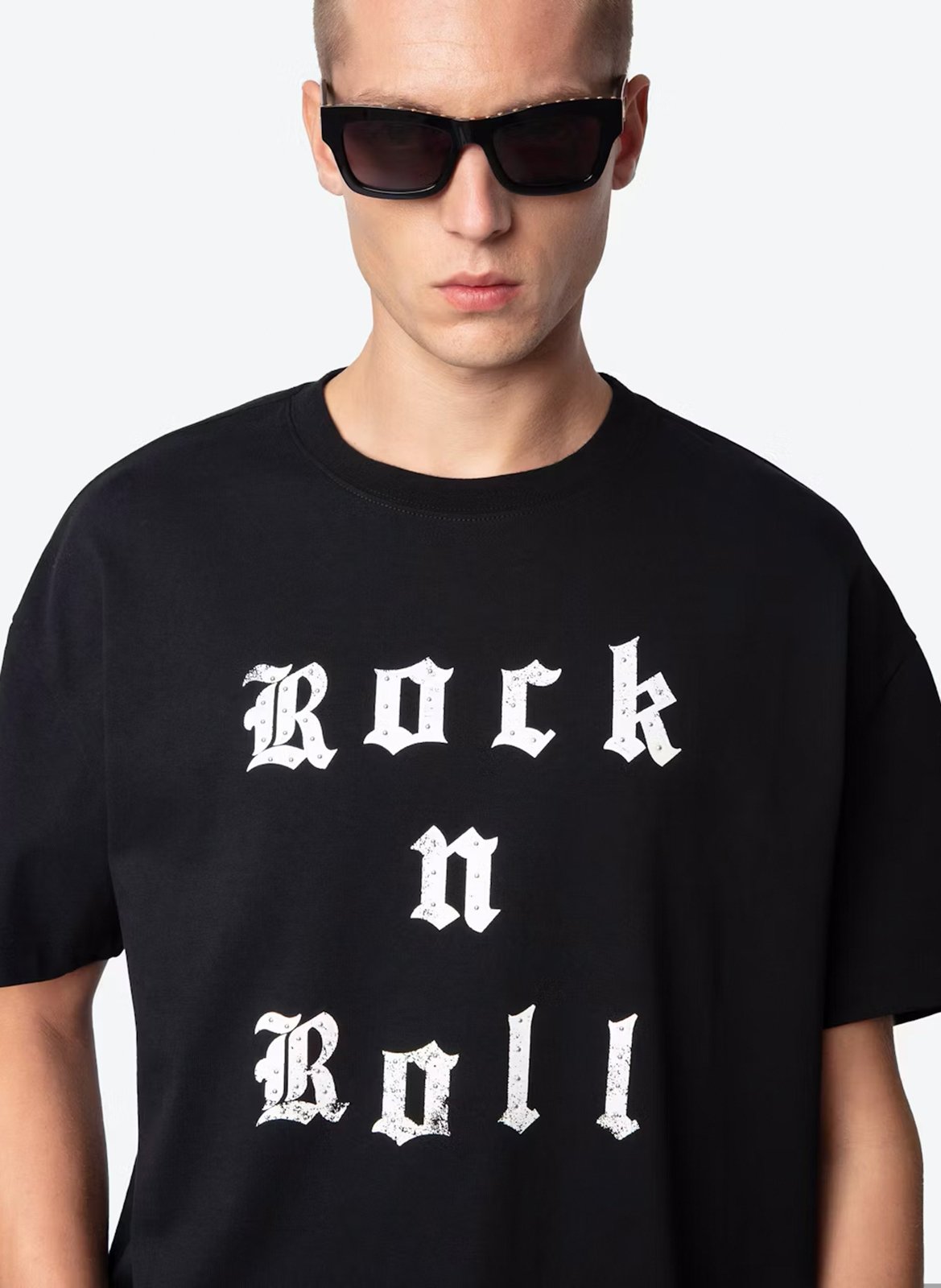 Tee-shirt ample col rond sérigraphié en coton teddy ZADIG&VOLTAIRE Noir