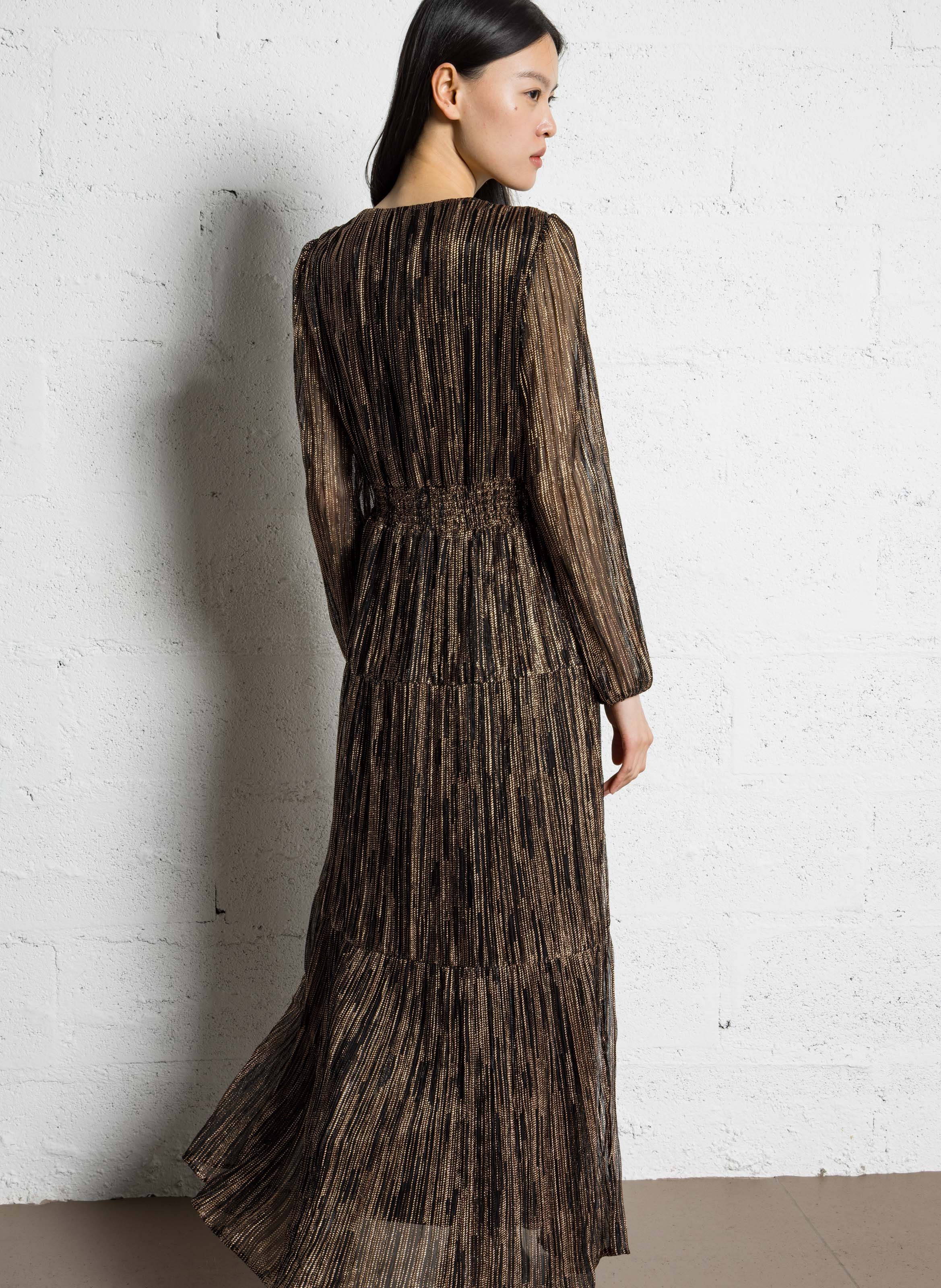 Robe longue col v pailletée reveuse MAISON 123 Marron