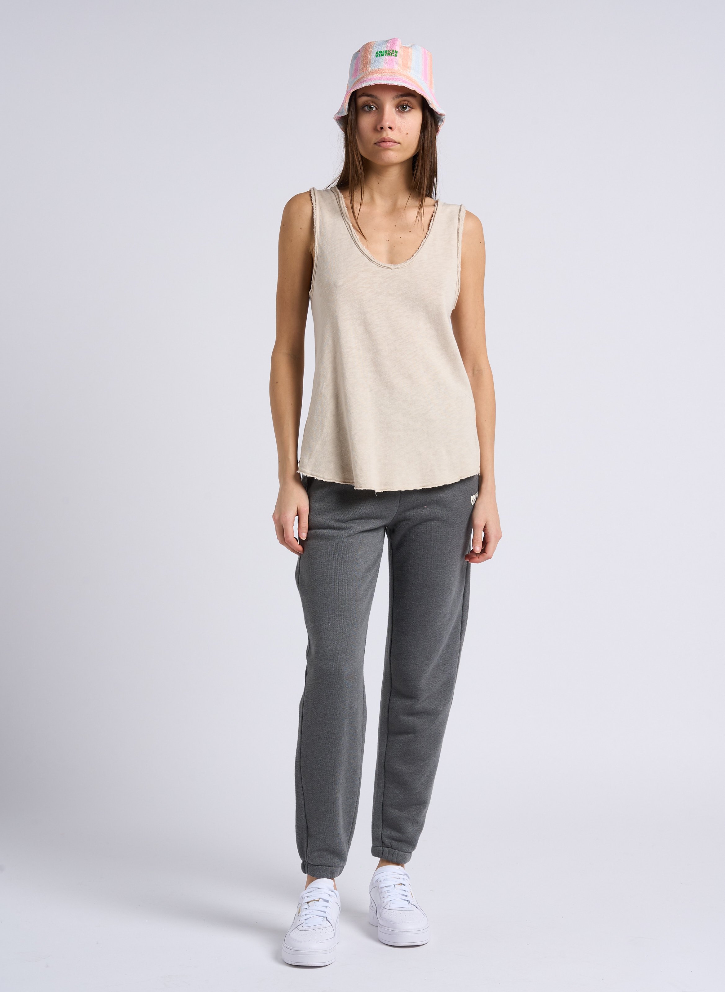 Débardeur col rond droit en coton Sonoma AMERICAN VINTAGE Beige