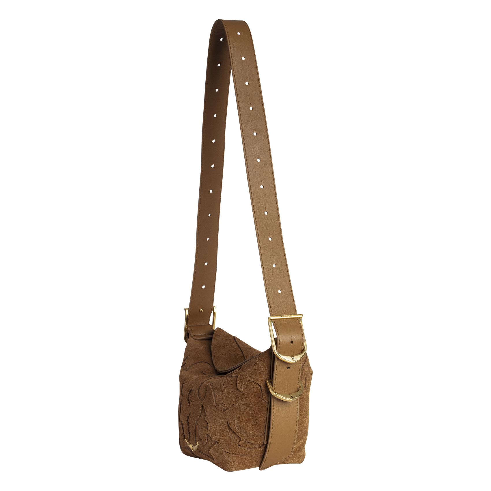 Sac bandoulière en cuir velours baby jane ZADIG&VOLTAIRE Marron