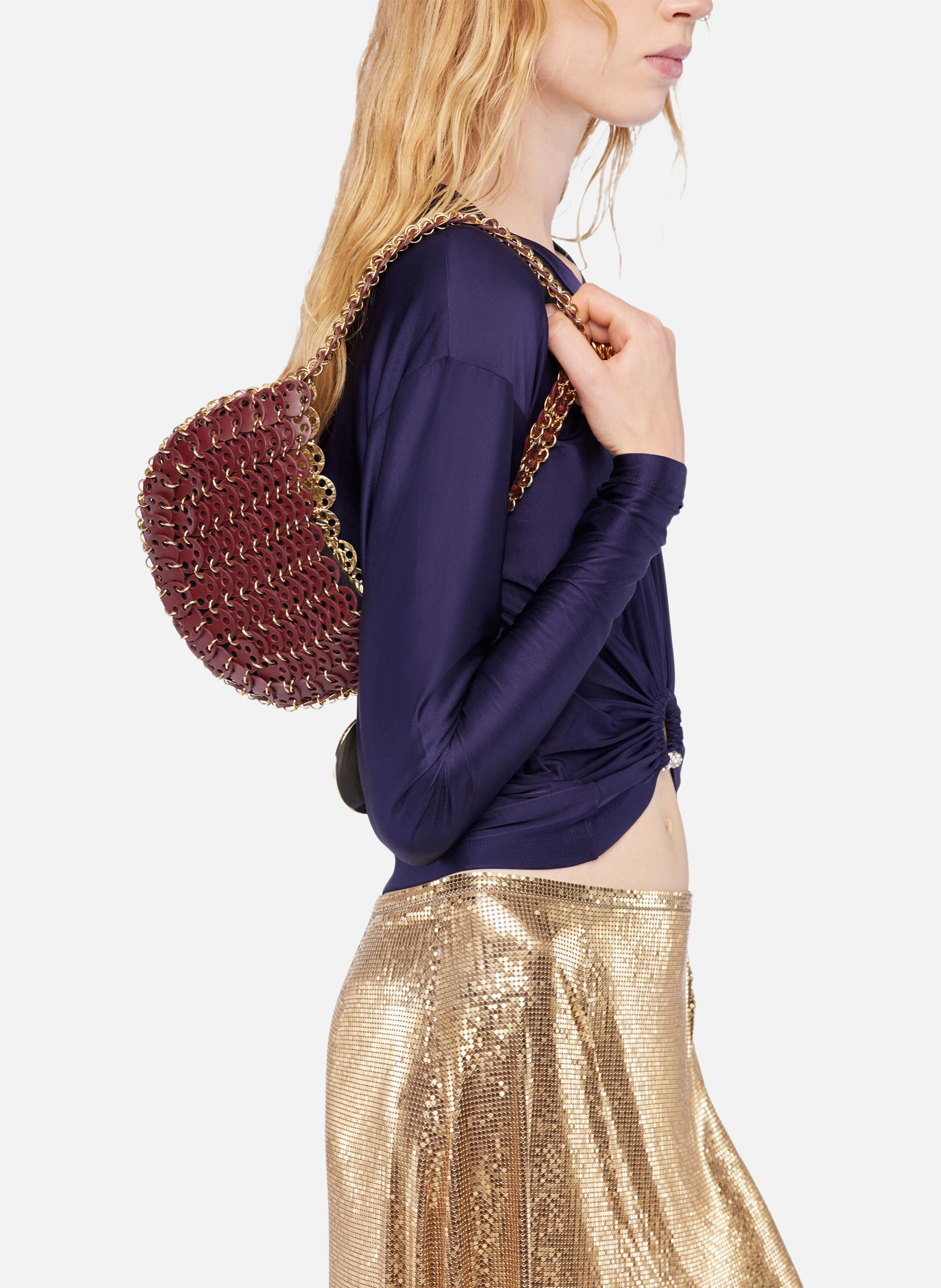 Sac moon flip en cuir réversible RABANNE Rouge