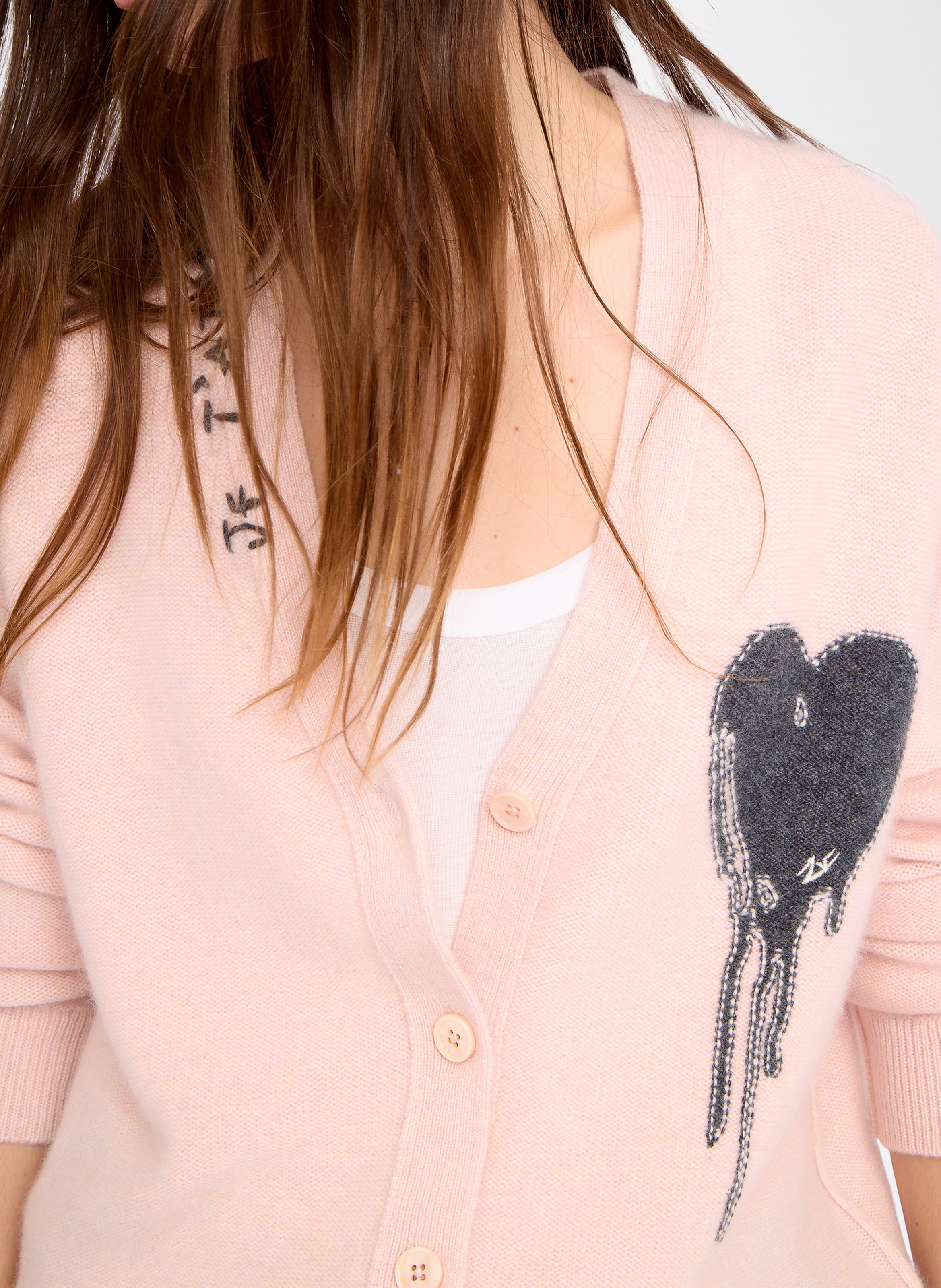Gilet droit en cachemire mirkaz ZADIG&VOLTAIRE Rose