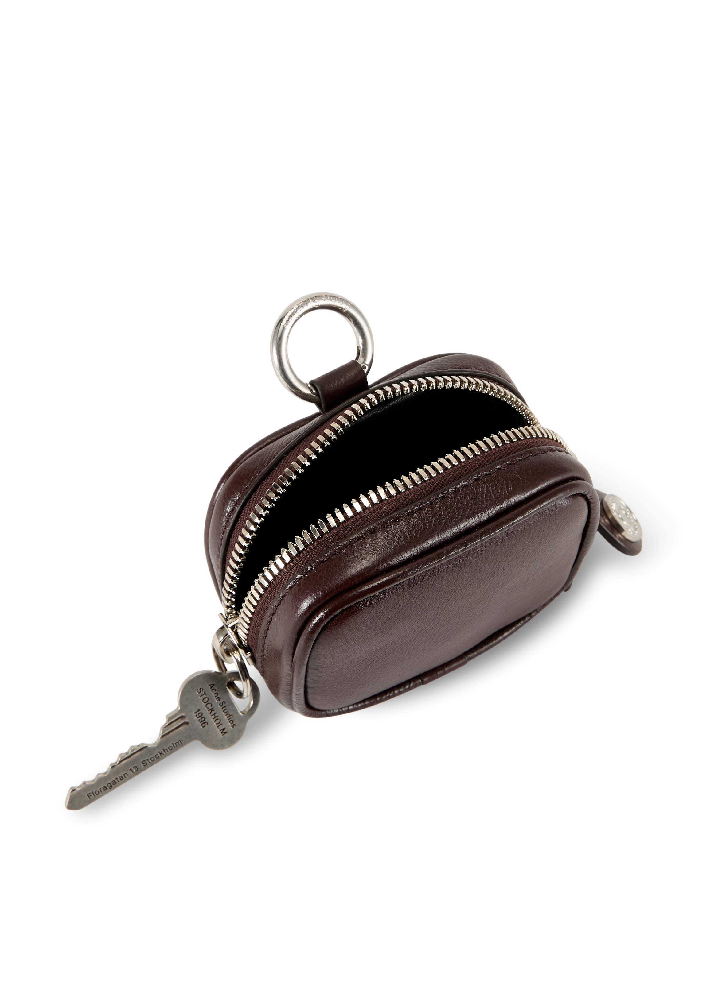 Porte monnaie Camero Clip en cuir grainé mélangé ACNE STUDIOS Marron