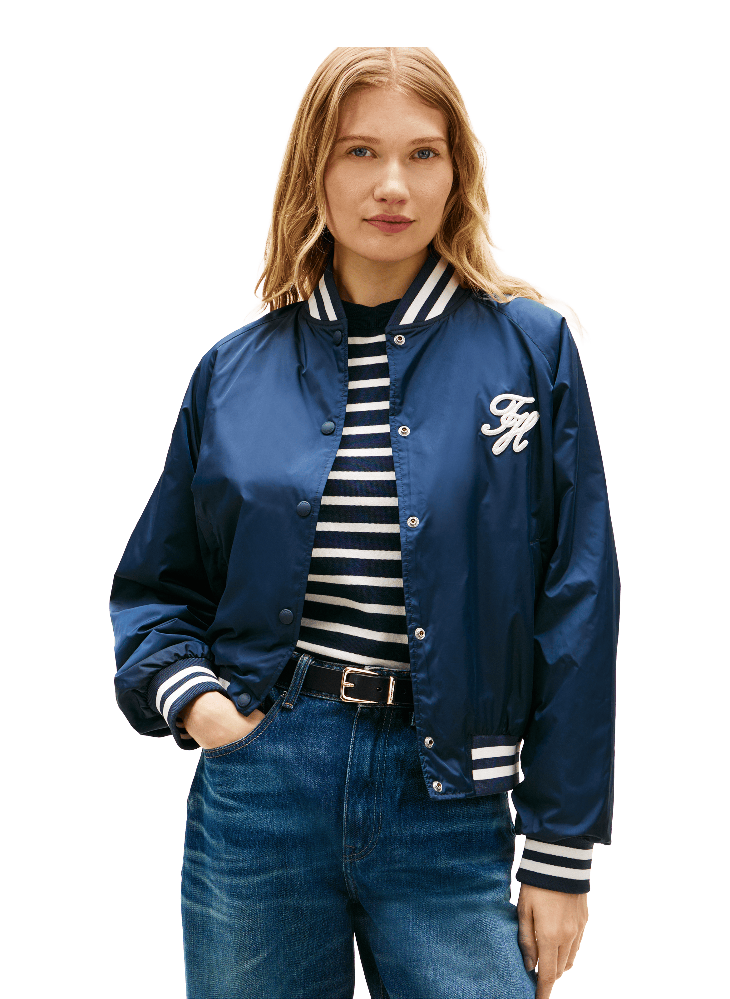 Bomber with logo embroidery on the chest and back TOMMY HILFIGER Blue