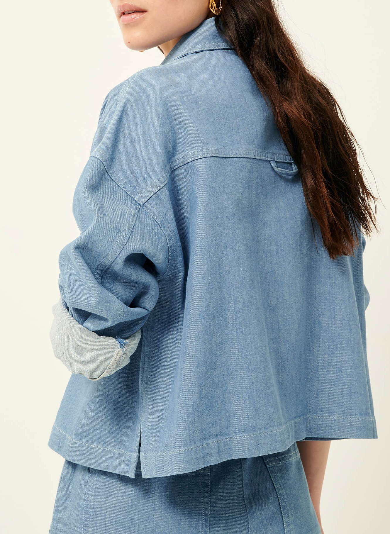 Surchemise droite col classique en coton et lin mélangé notteri SESSUN Bleu