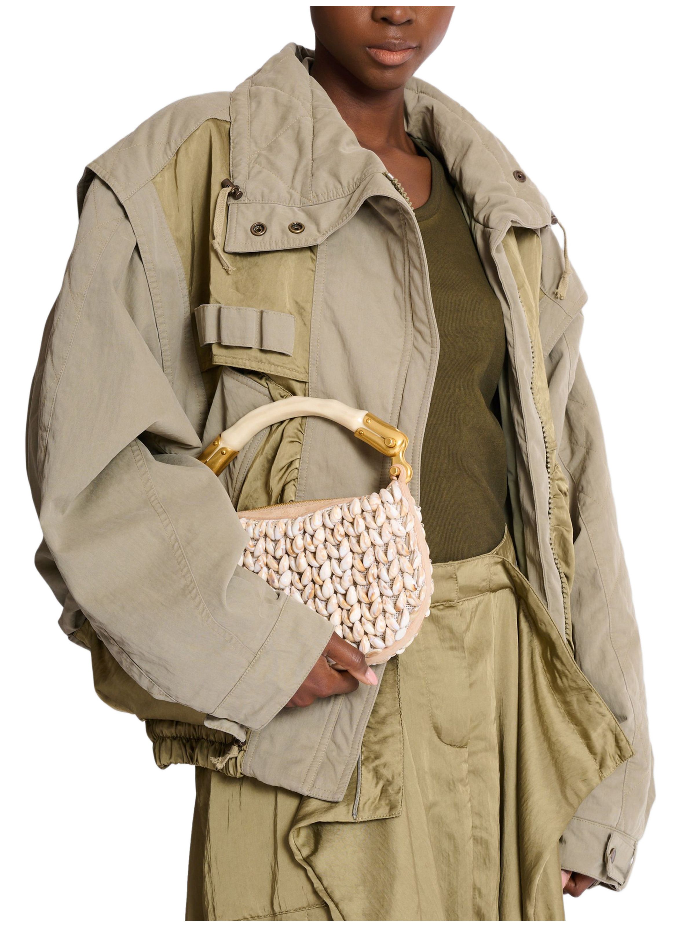 Sac ebene mini en cuir suédé et coquillages BALMAIN Beige