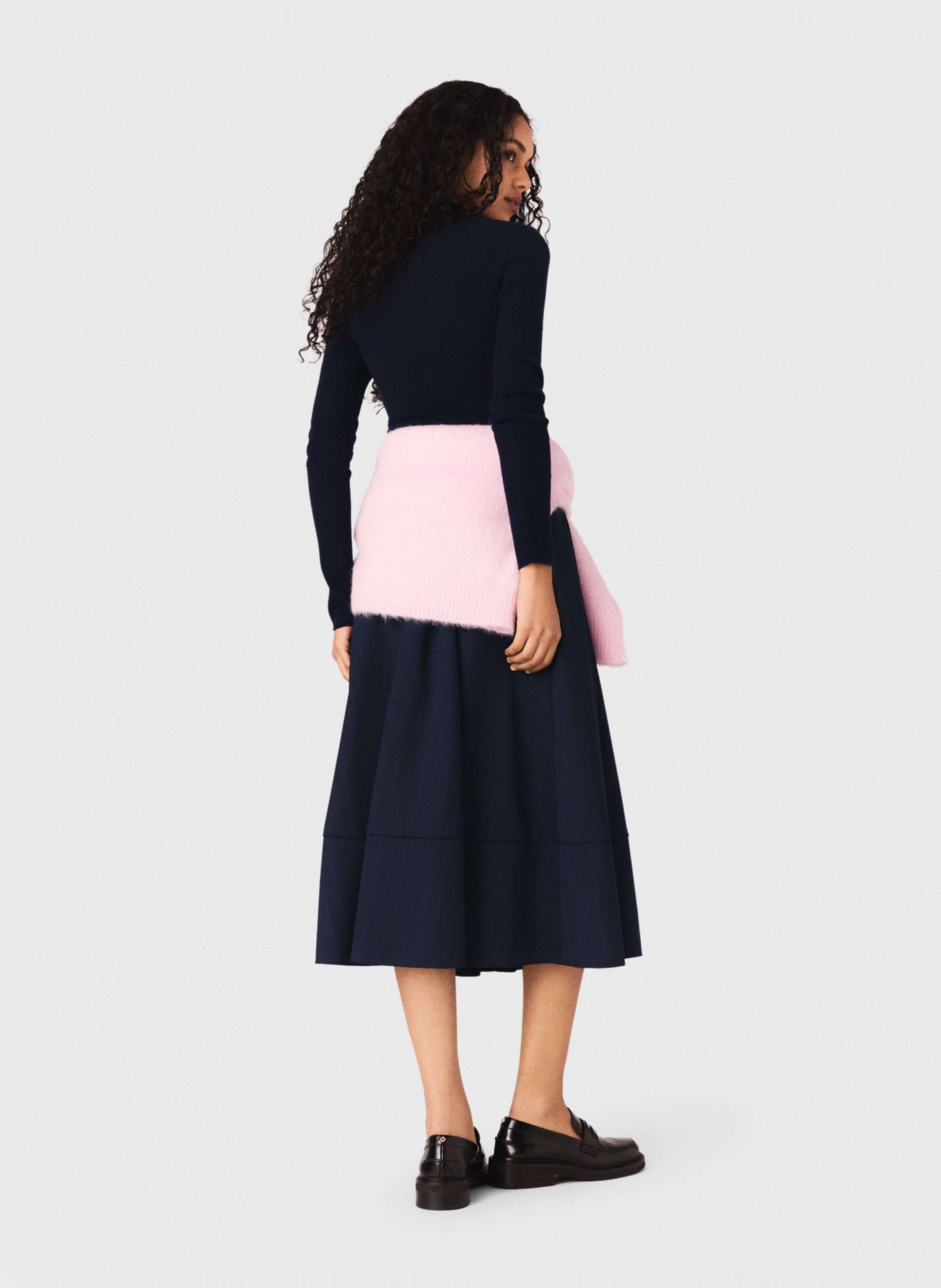 Polo ajusté en laine mélangée MAJE Bleu