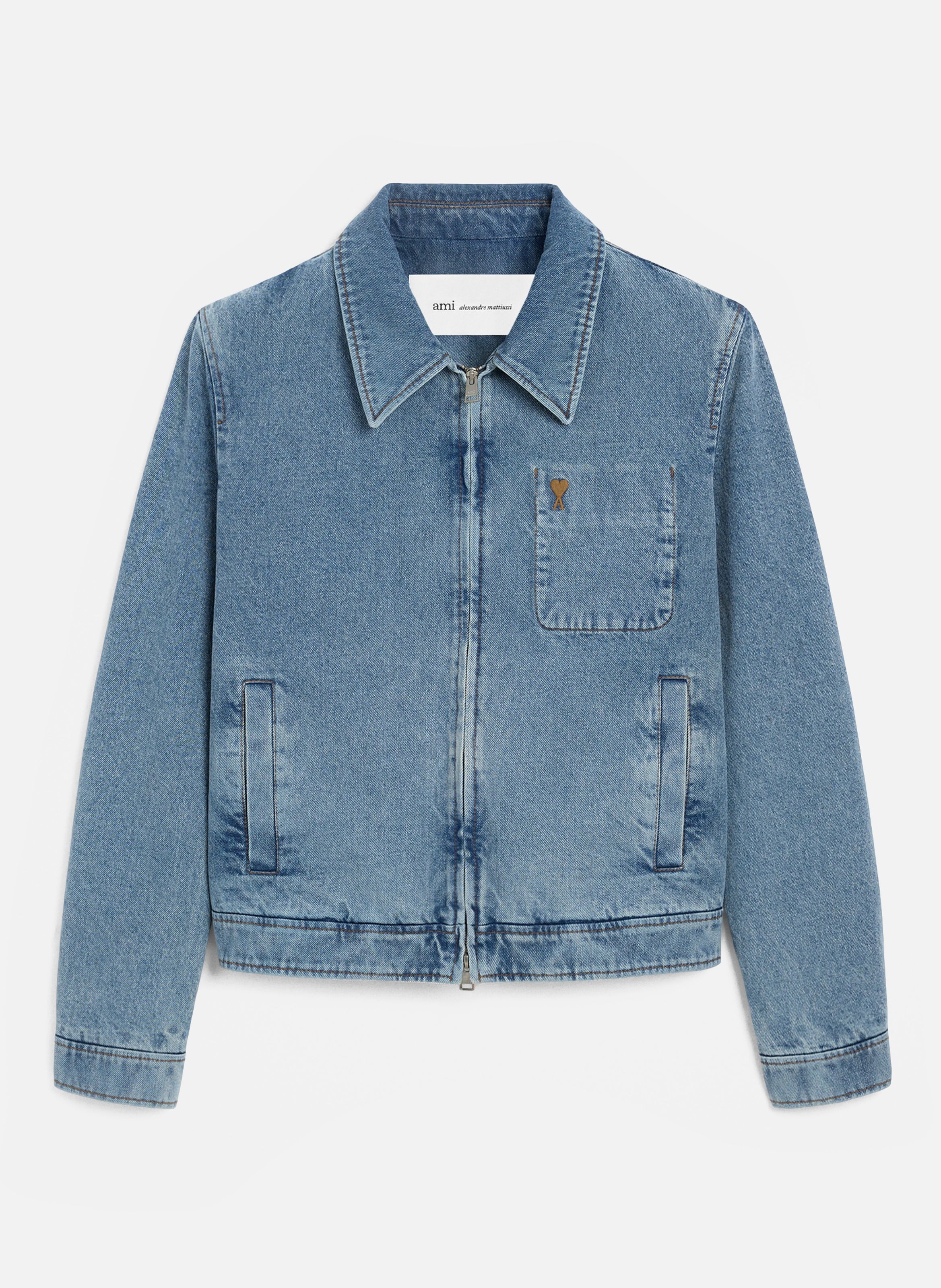 Blouson Zippé Ami De Coeur En Coton AMI PARIS Bleu