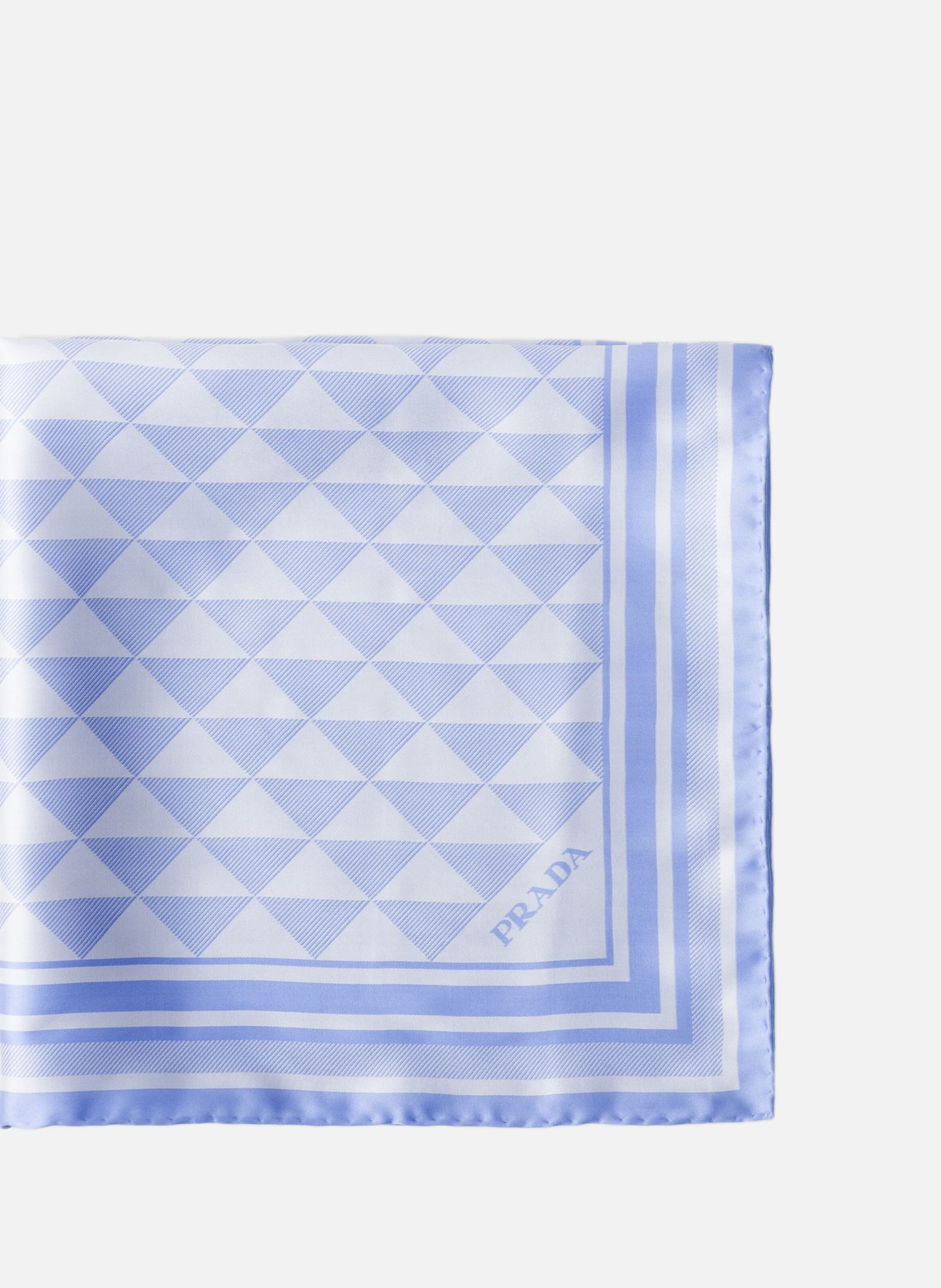 Écharpe en soie jacquard 55x55 PRADA Bleu