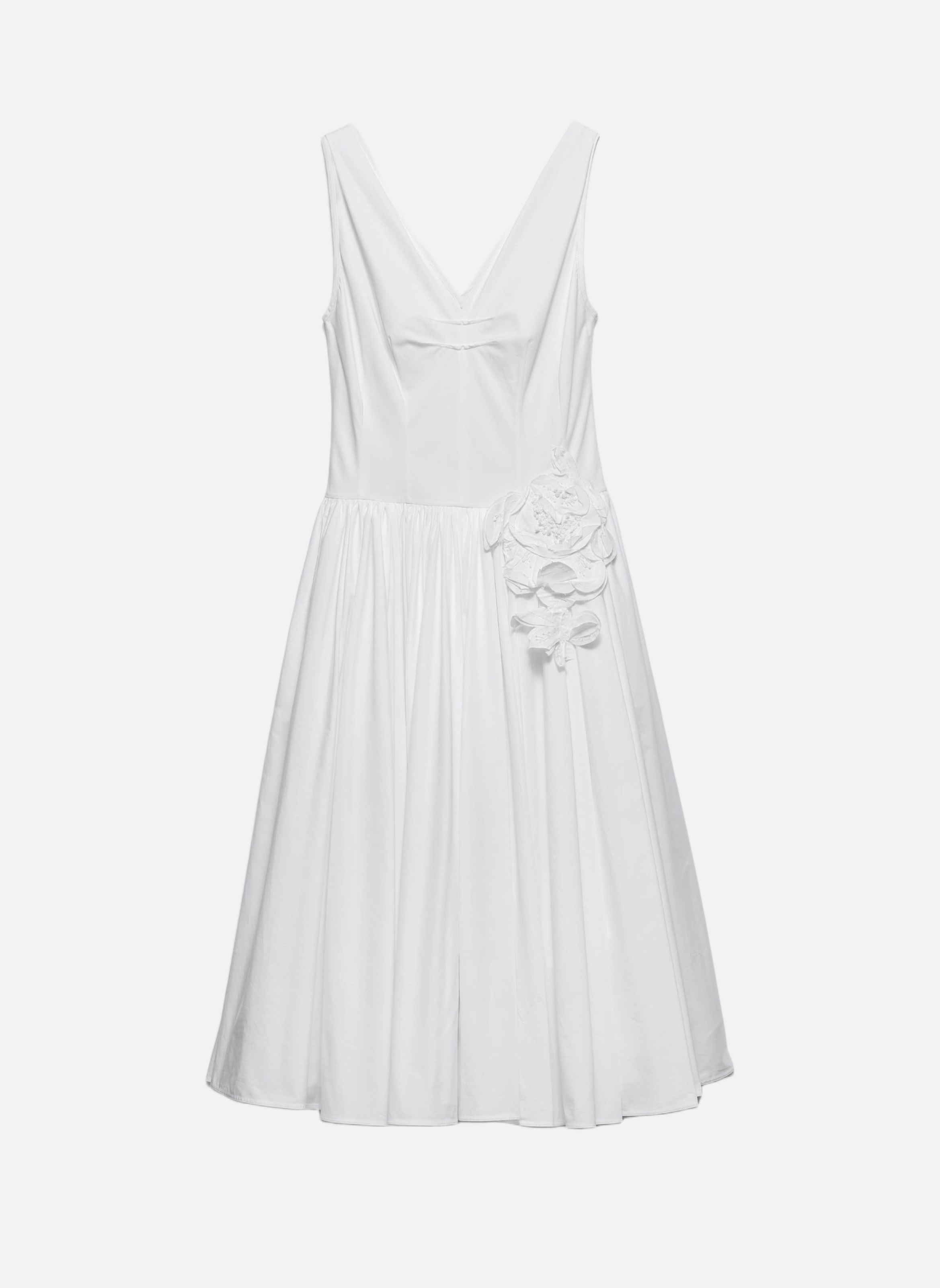 Robe en popeline de coton PRADA Blanc