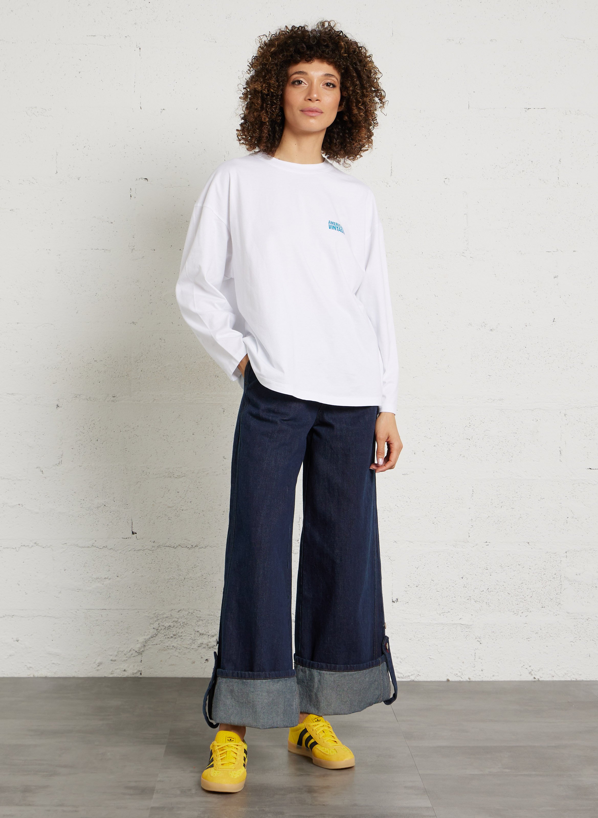 Tee-shirt oversize col rond en coton gixy Blanc