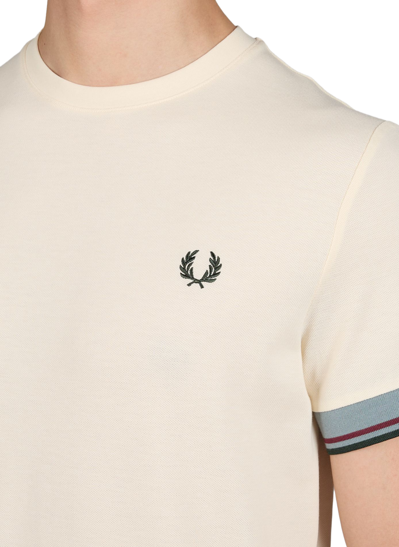 T-shirt broderie logo en coton FRED PERRY Beige