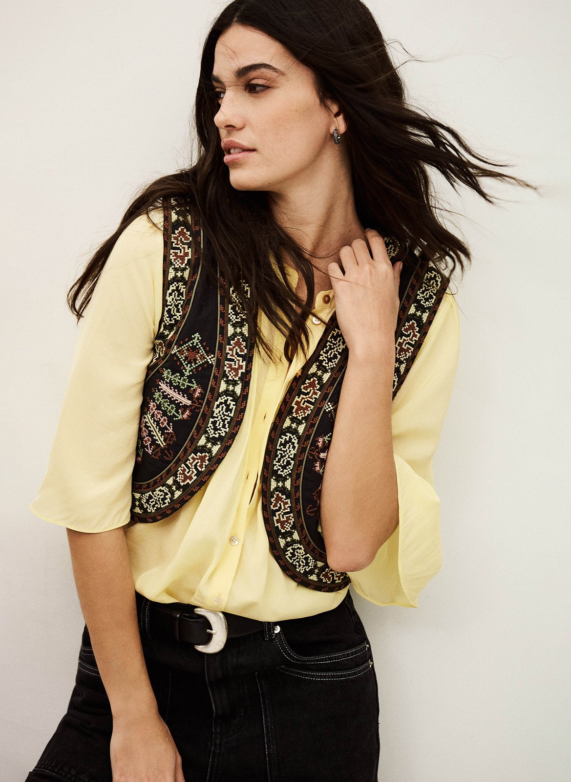 Chemisier ample plissé uni barna BA&SH Beige