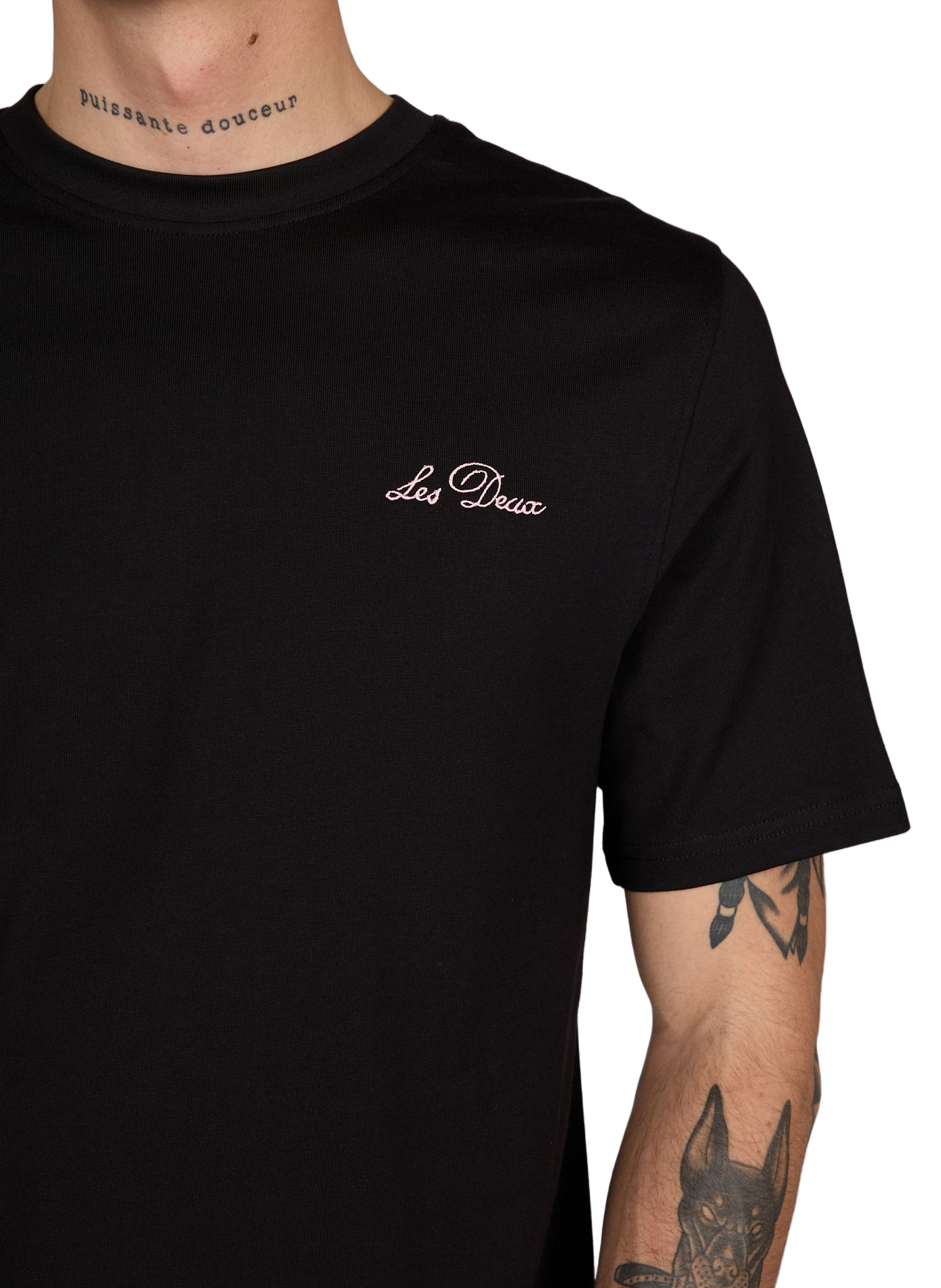 T-shirt brodé Wild Flower en coton LES DEUX Noir