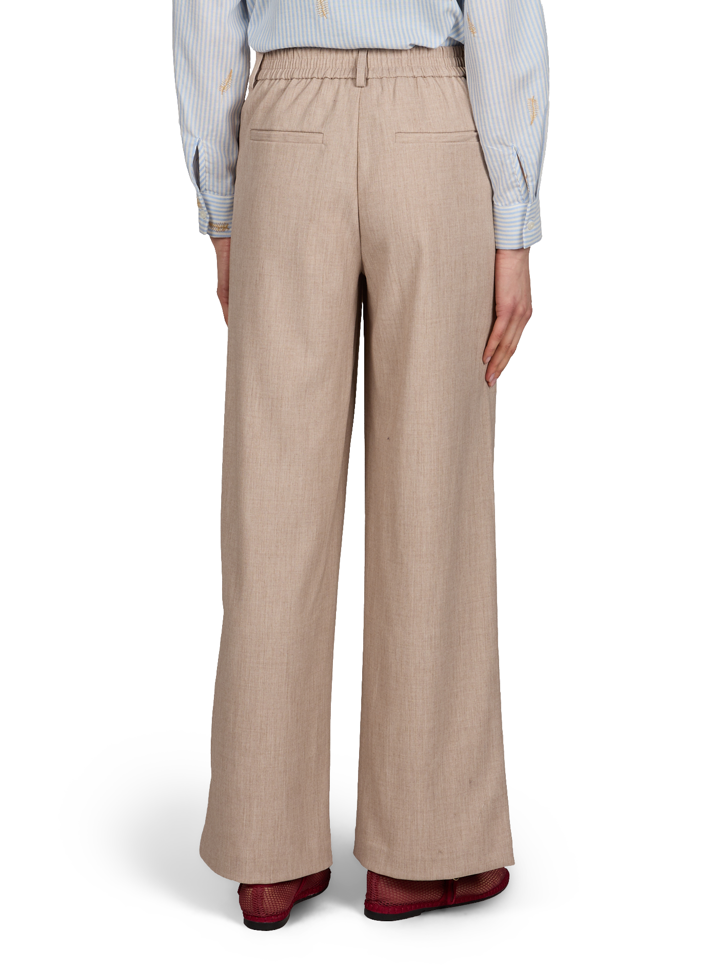 Pantalon taille haute Vivarone ample  VILA Beige