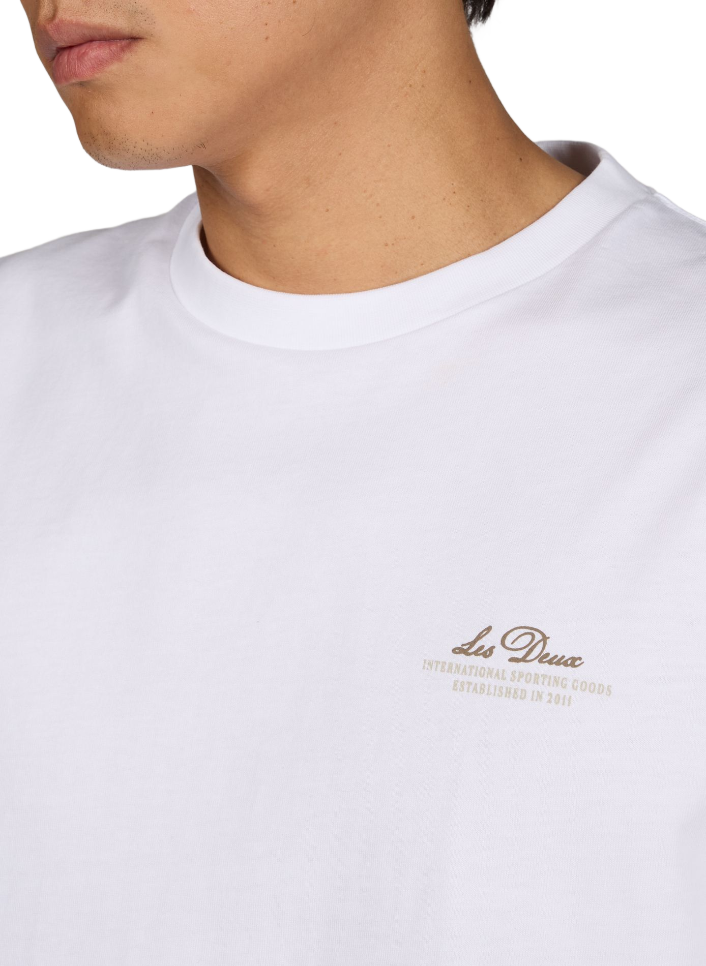 Tee-shirt droit uni à détail serigraphié LES DEUX Blanc