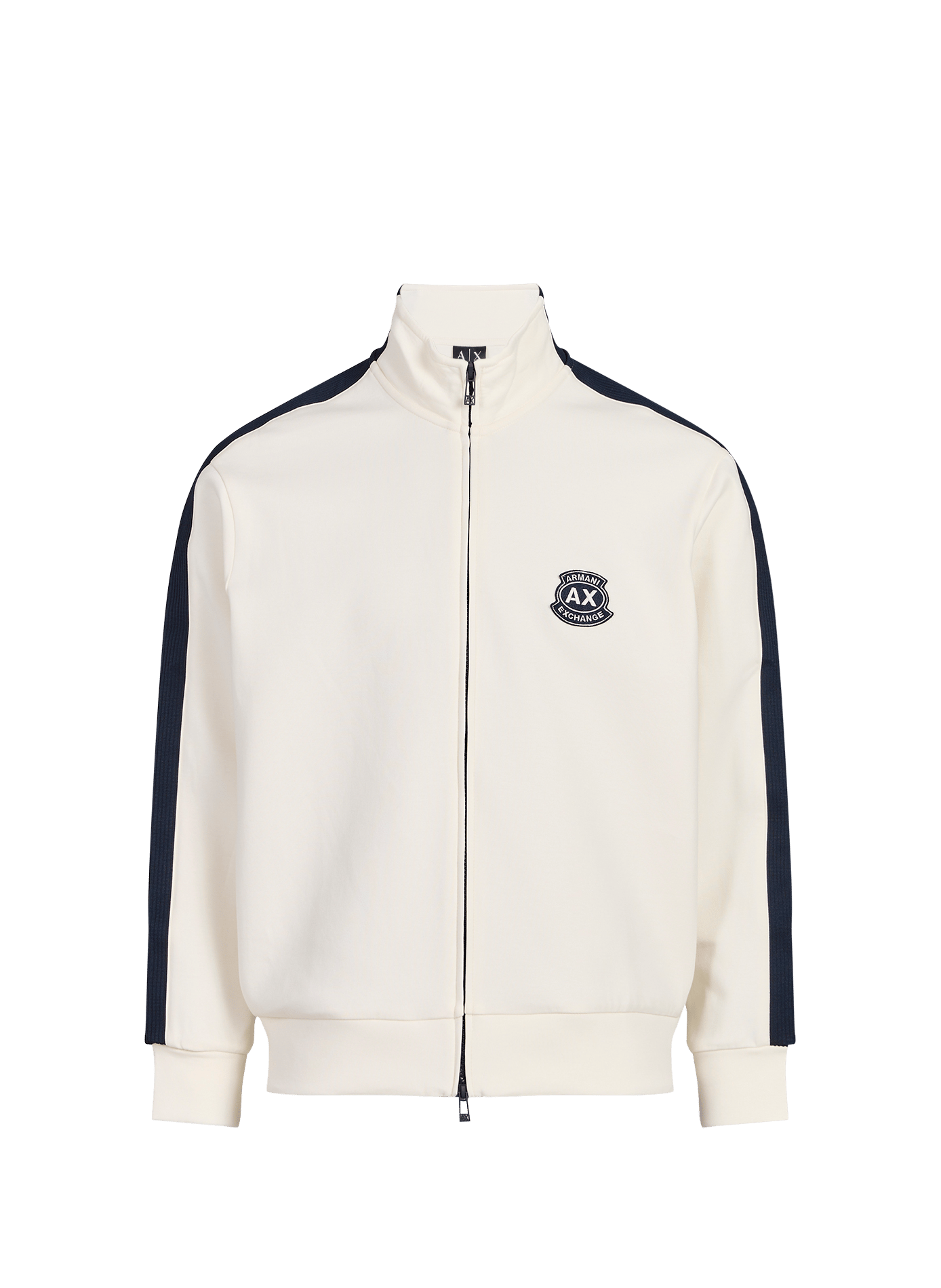 Sweat zip à col montant en coton mélangé ARMANI EXCHANGE Beige