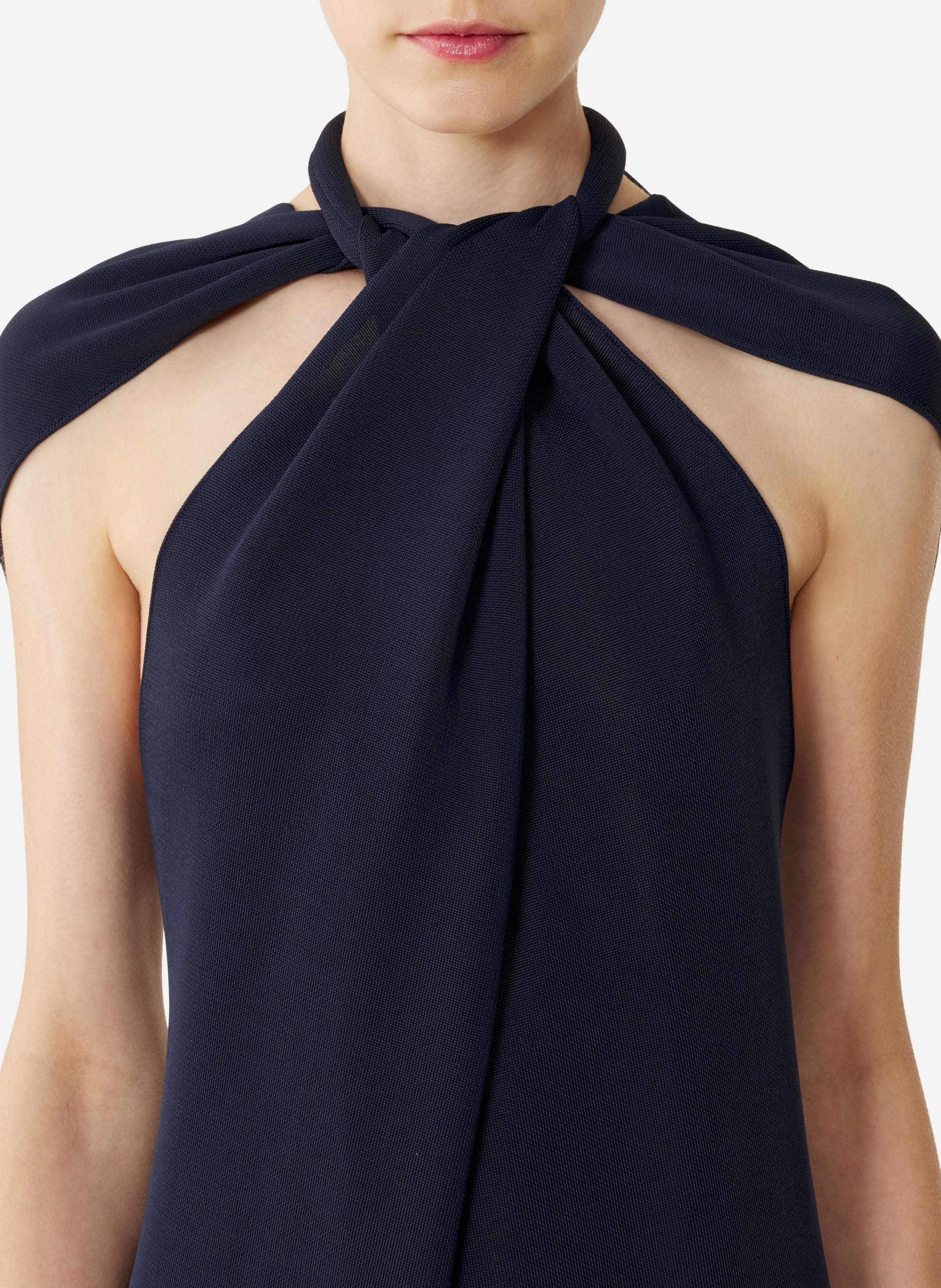 Haut col noué en viscose LANVIN Bleu