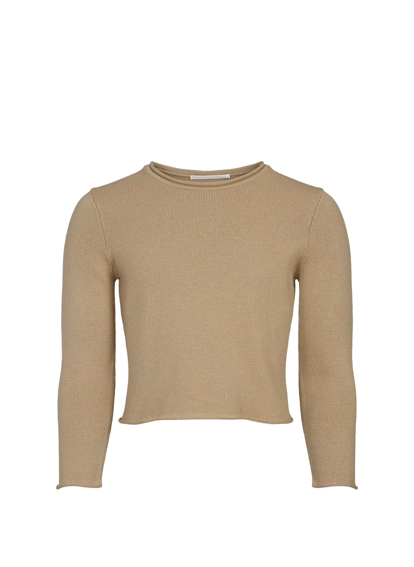 Cropped wool sweater with rolled edges SEAN SUEN Beige