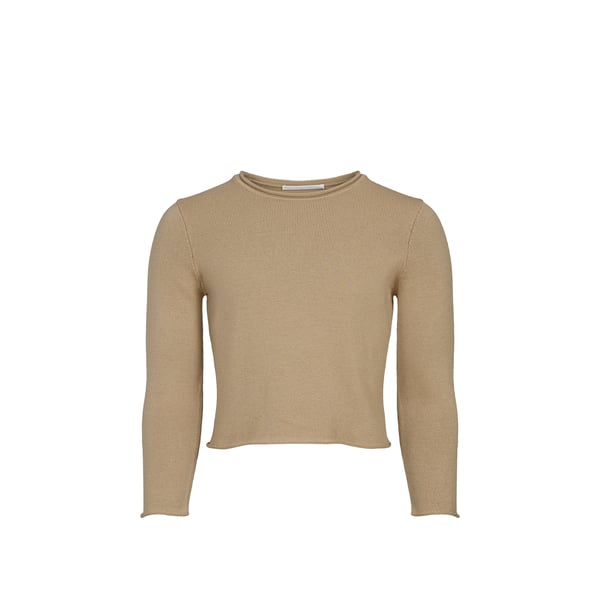 Pull cropped avec bords roulottés en laine Pull cropped avec bords roulottés en laine