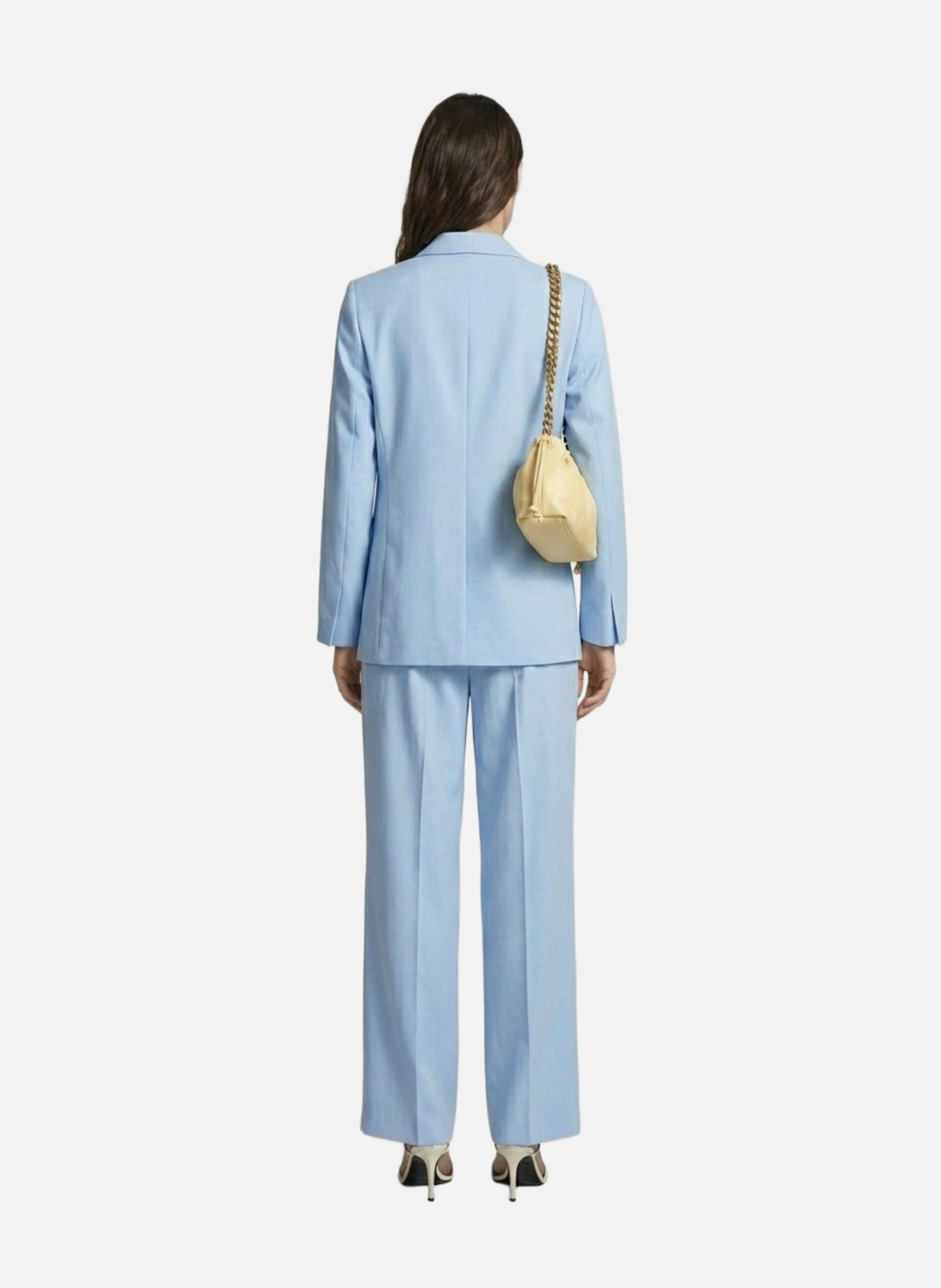 Pantalon de tailleur à pinces large en lin et coton THE KOOPLES Bleu