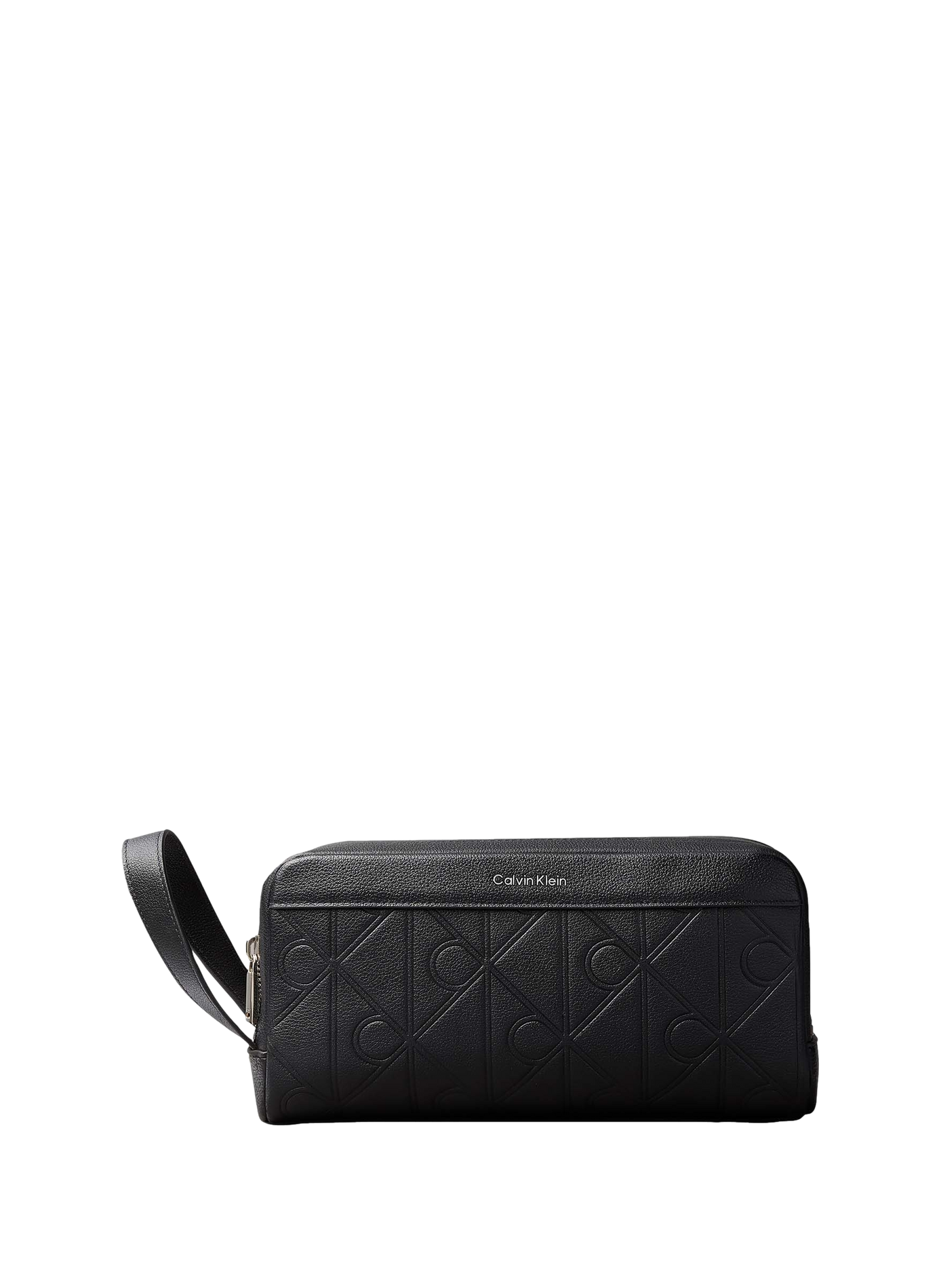 Textured leather logo toiletry pouch CALVIN KLEIN Black
