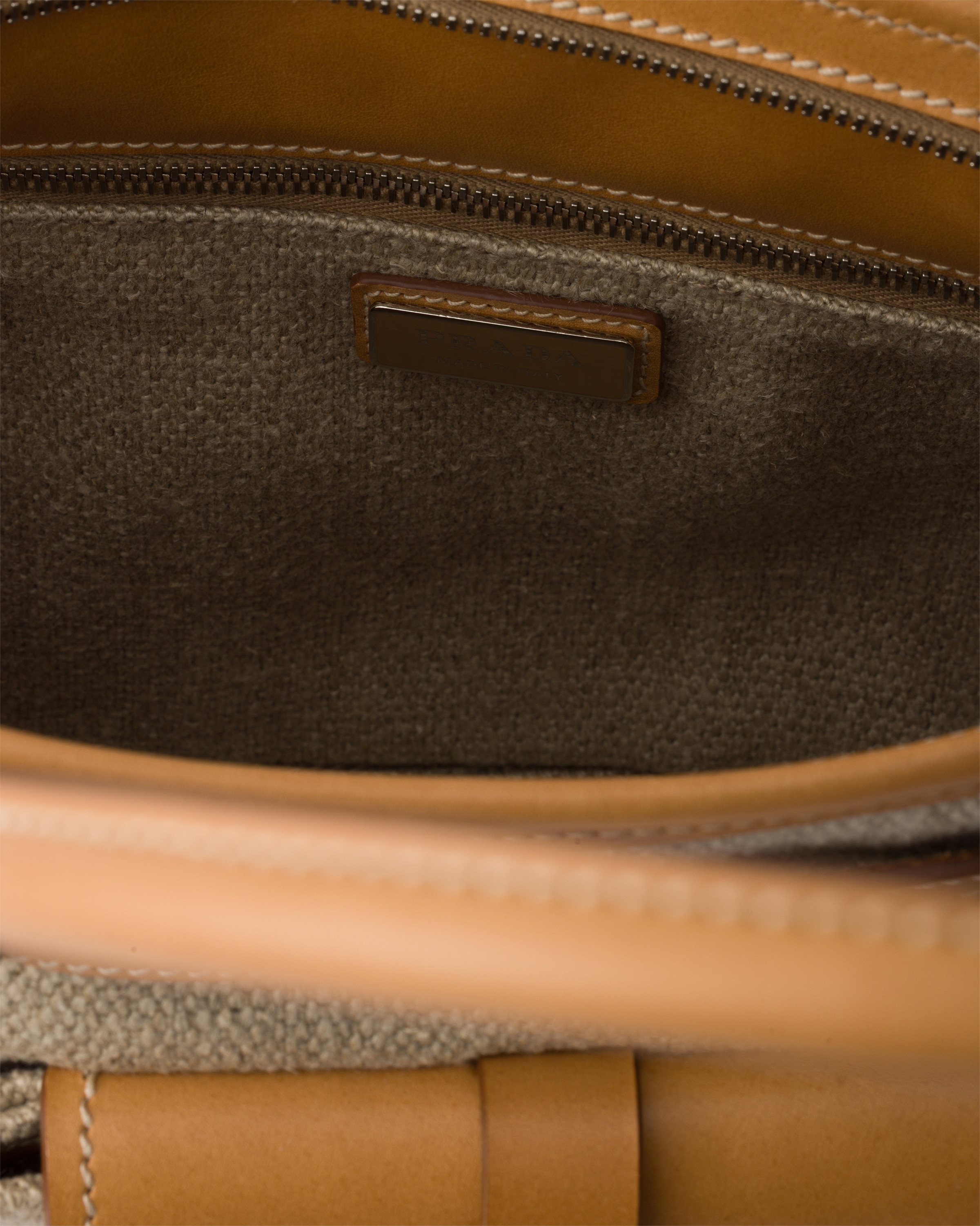 Cabas prada bonnie en lin et cuir PRADA Beige