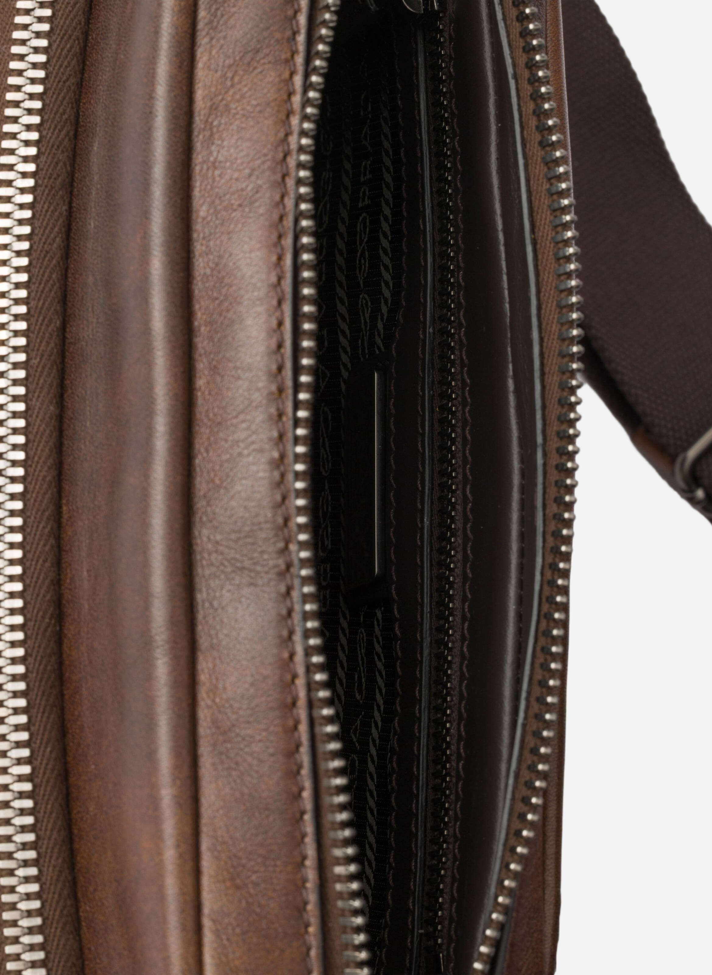 Sac à bandoulière en cuir PRADA Marron