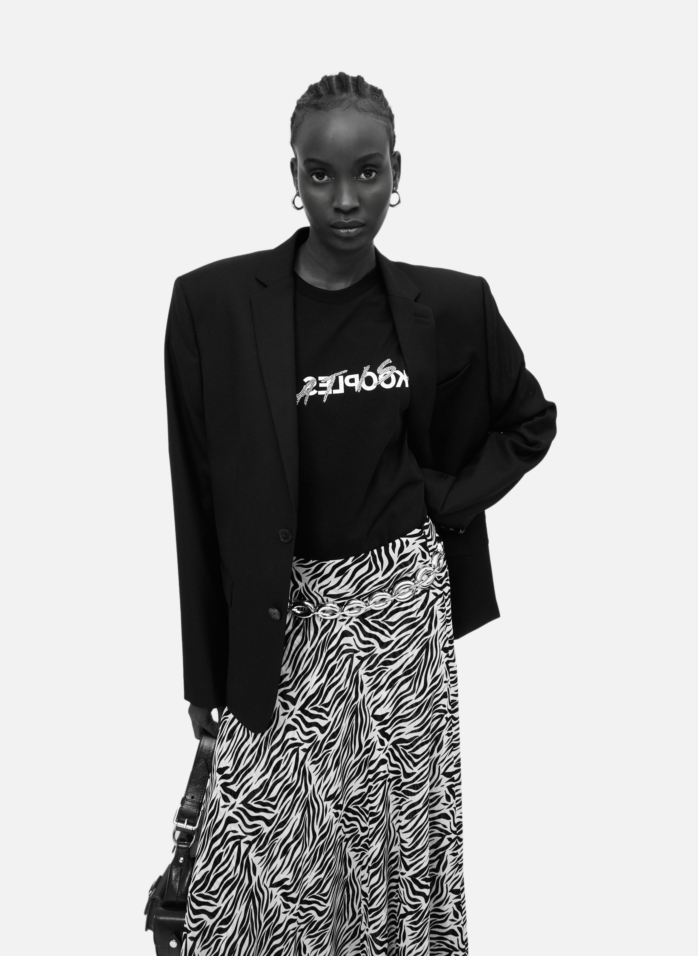 T-shirt en coton what is avec strass THE KOOPLES Noir