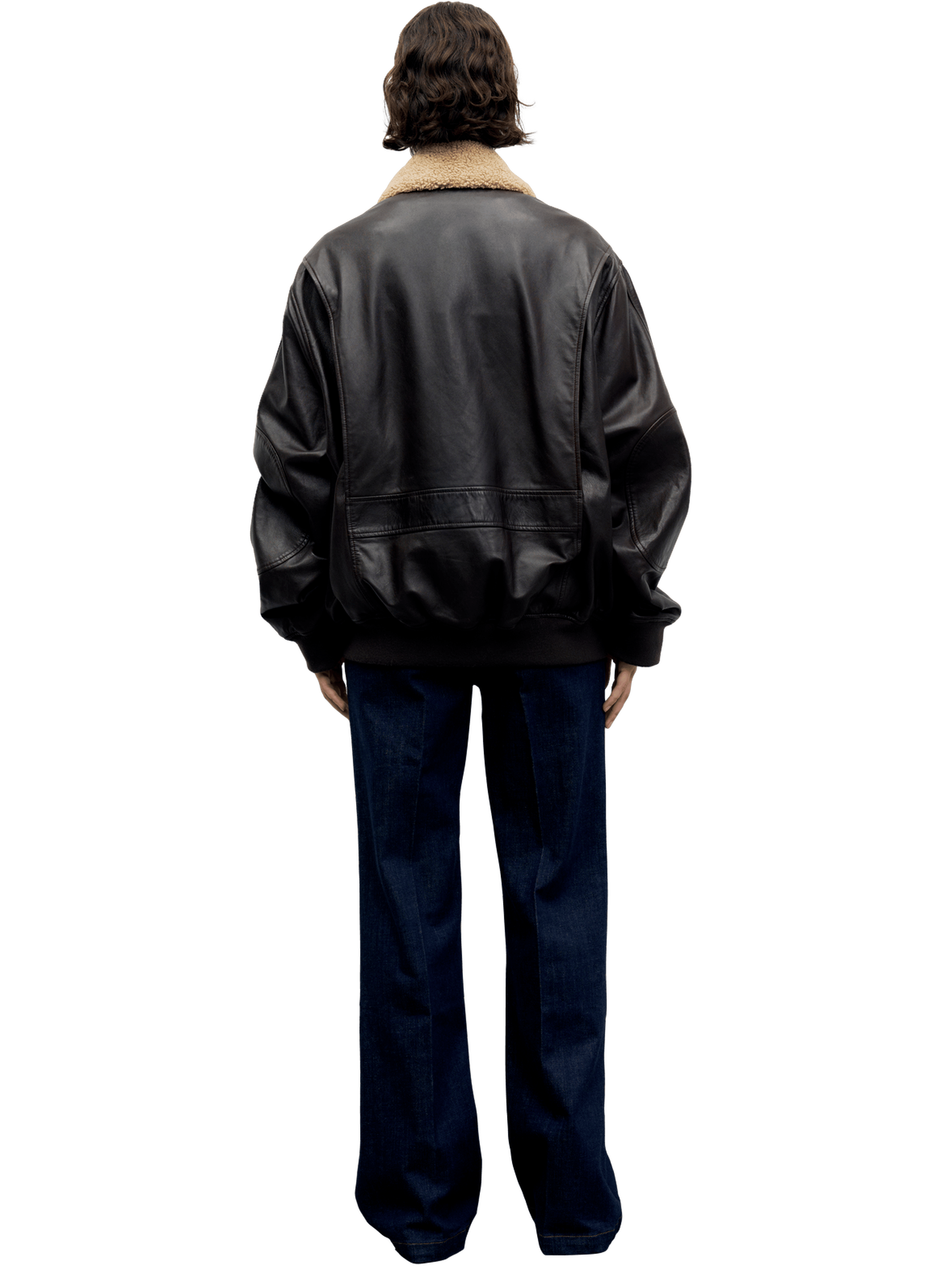 Blouson aviateur en cuir et col en fourrure - pippa GERARD DAREL Marron